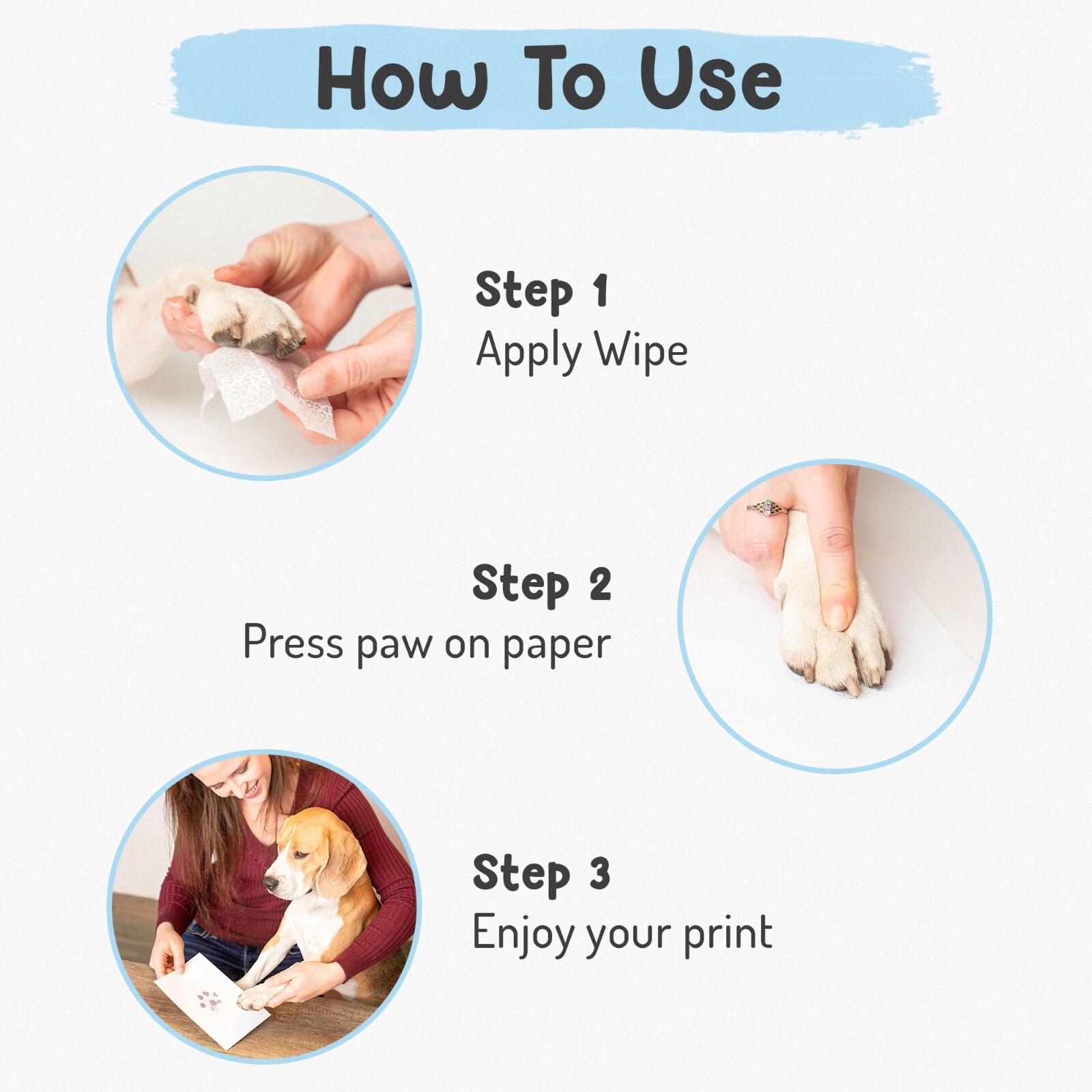 Pet Inkless Wipe Paw Print Kit – 100% Safe and Pet-Friendly for Your Dog or Cat
