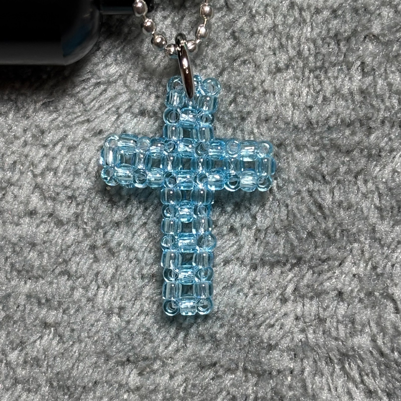 Cremation Ashes Keychain – Cremation Keepsake(blue cross and ornaments)