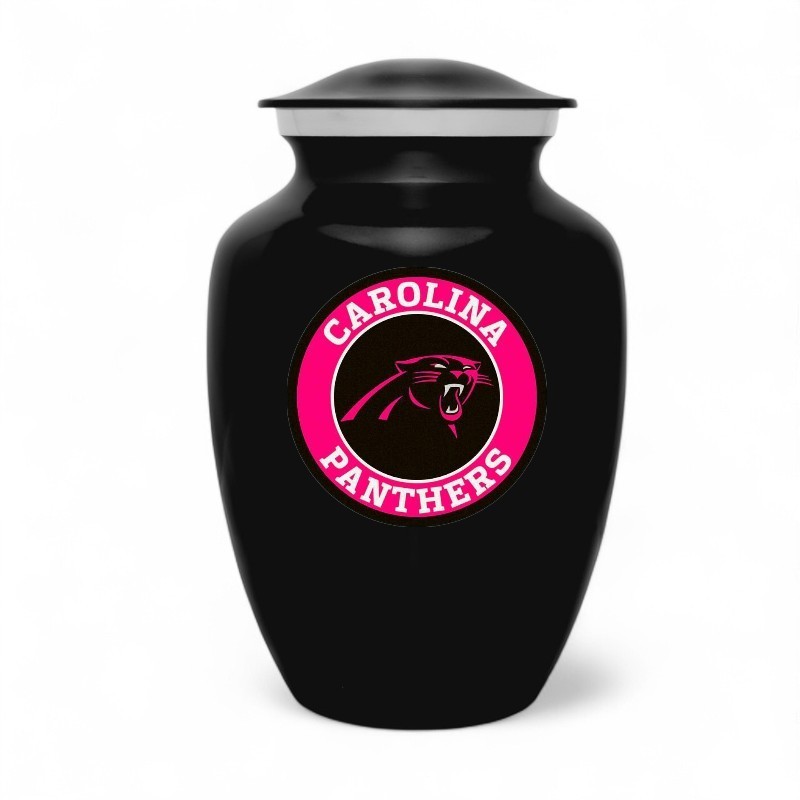 Carolina Panthers Football Style Cremation Urn Adult Ashes Black Metal 8 In Urns