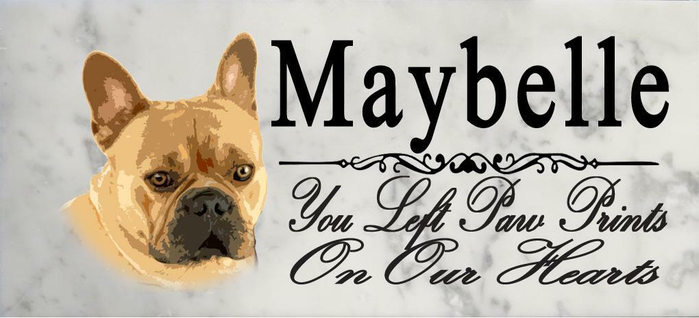 Customized Tan French Bulldog Memorial Stone Dog Grave Marker Pet Garden