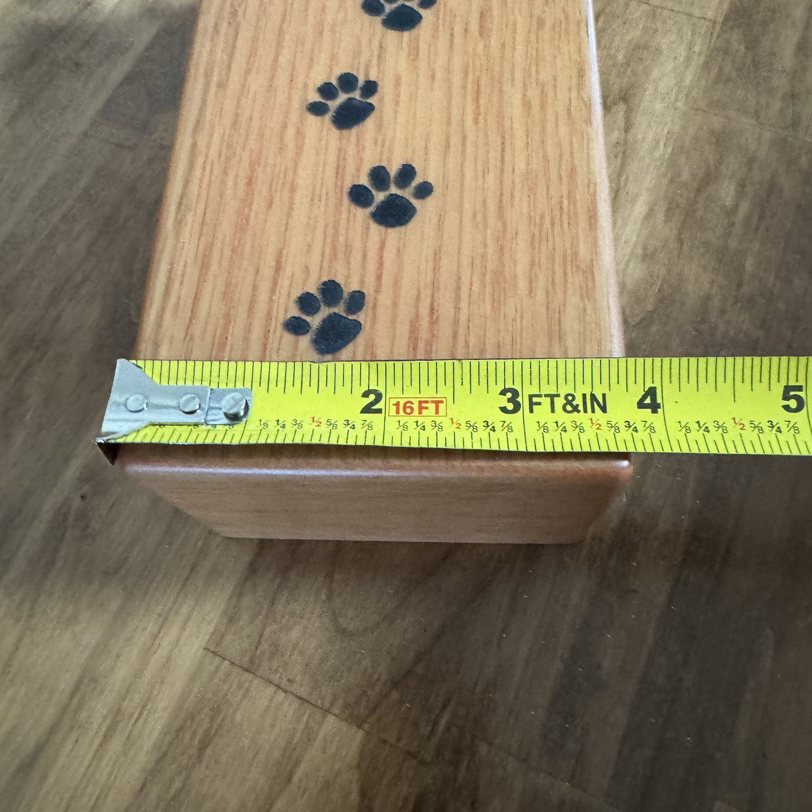Pet Cremation Urn Inlay Paw Print Wood Box Cat Dog Ashes Memorial Chest 8”