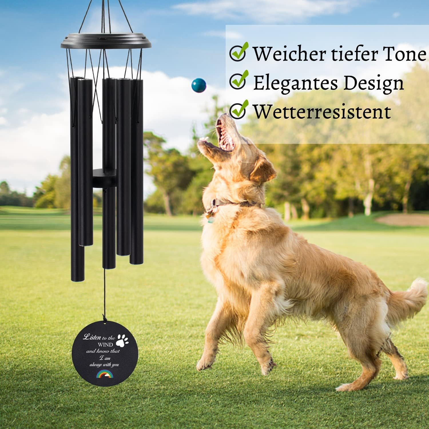 Dog Memorial Gifts Sympathy Wind Chime for Pet Loss Gifts, Cat Wind Chimes for a