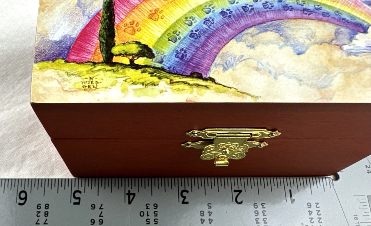 Rainbow Bridge Pet Loss Remembrance Urn Box w/Poem- Token Keepsake, Free Ship