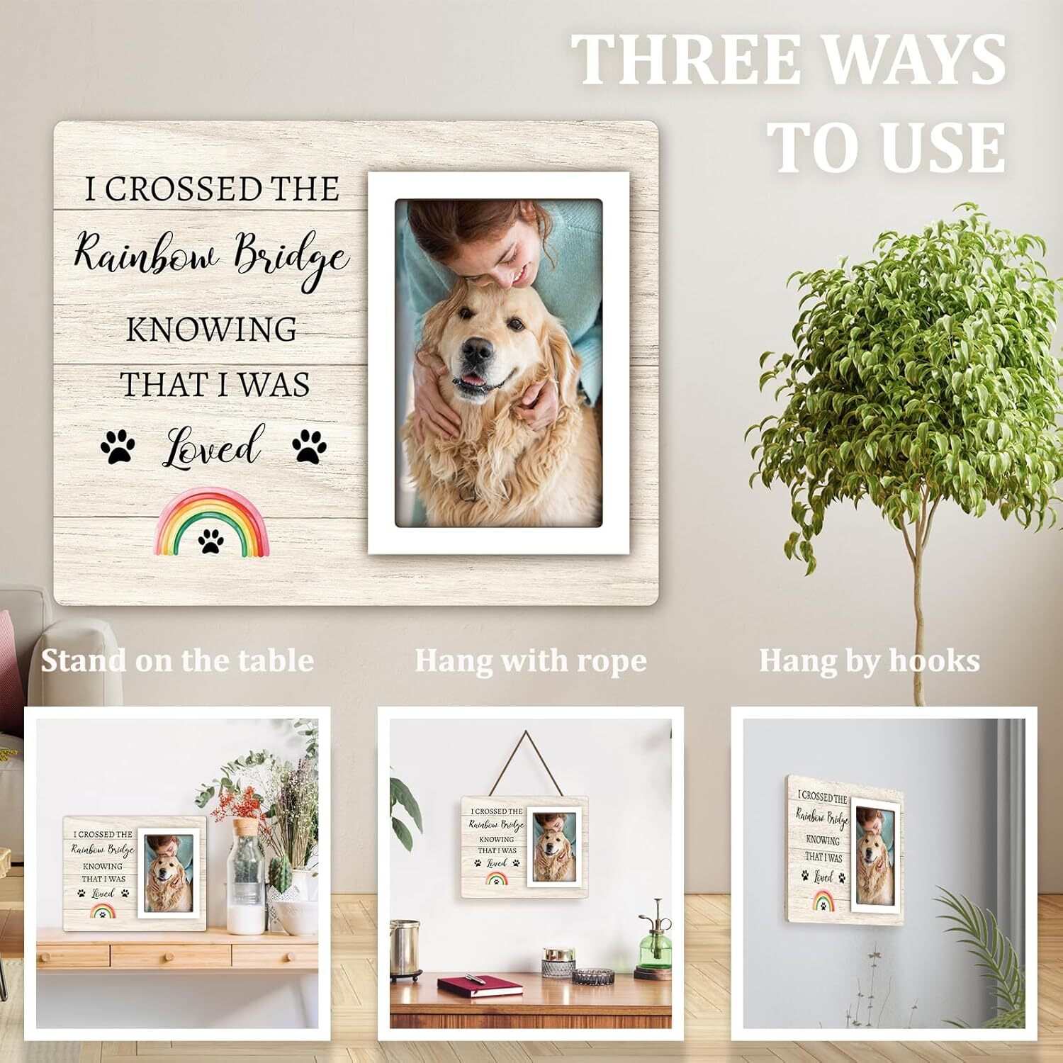 Rainbow Bridge Pet Memorial Gifts Picture Frame – Dog Memorial Gifts for Loss