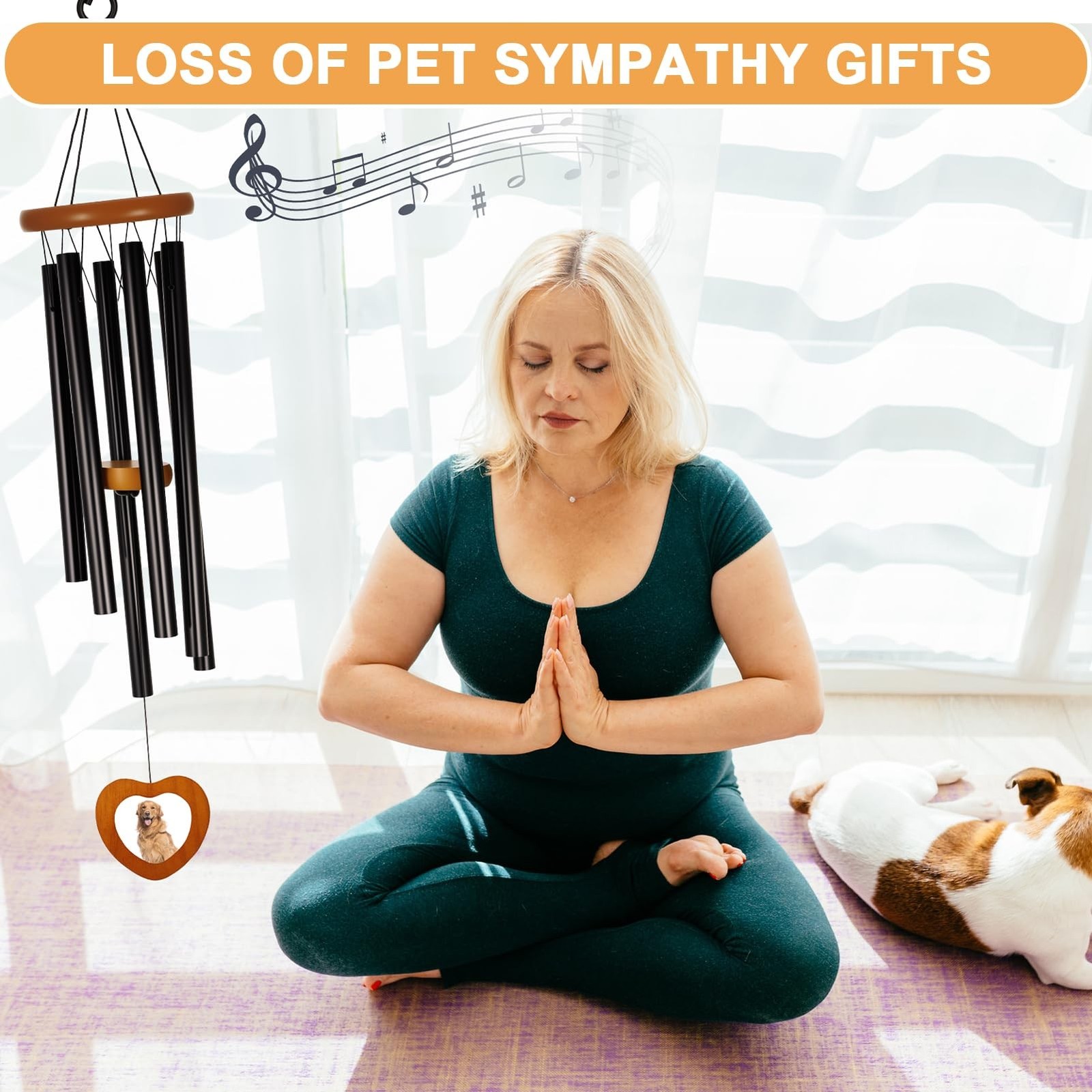 Dog Memorial Wind Chimes with Photo Frame Personalized Pet Sympathy Gift for …