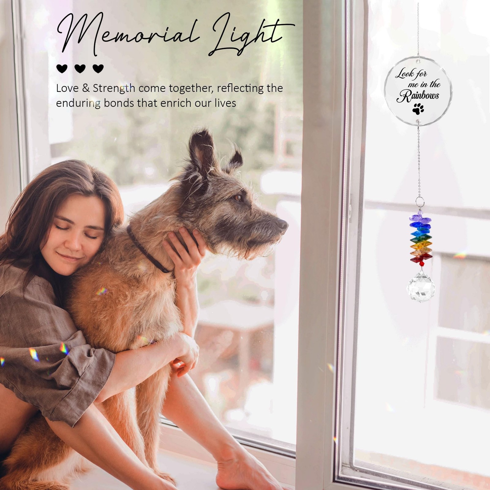 Pet Memorial Suncatcher Look for me in the Rainbows – Dog Memorial Gifts – Pe…