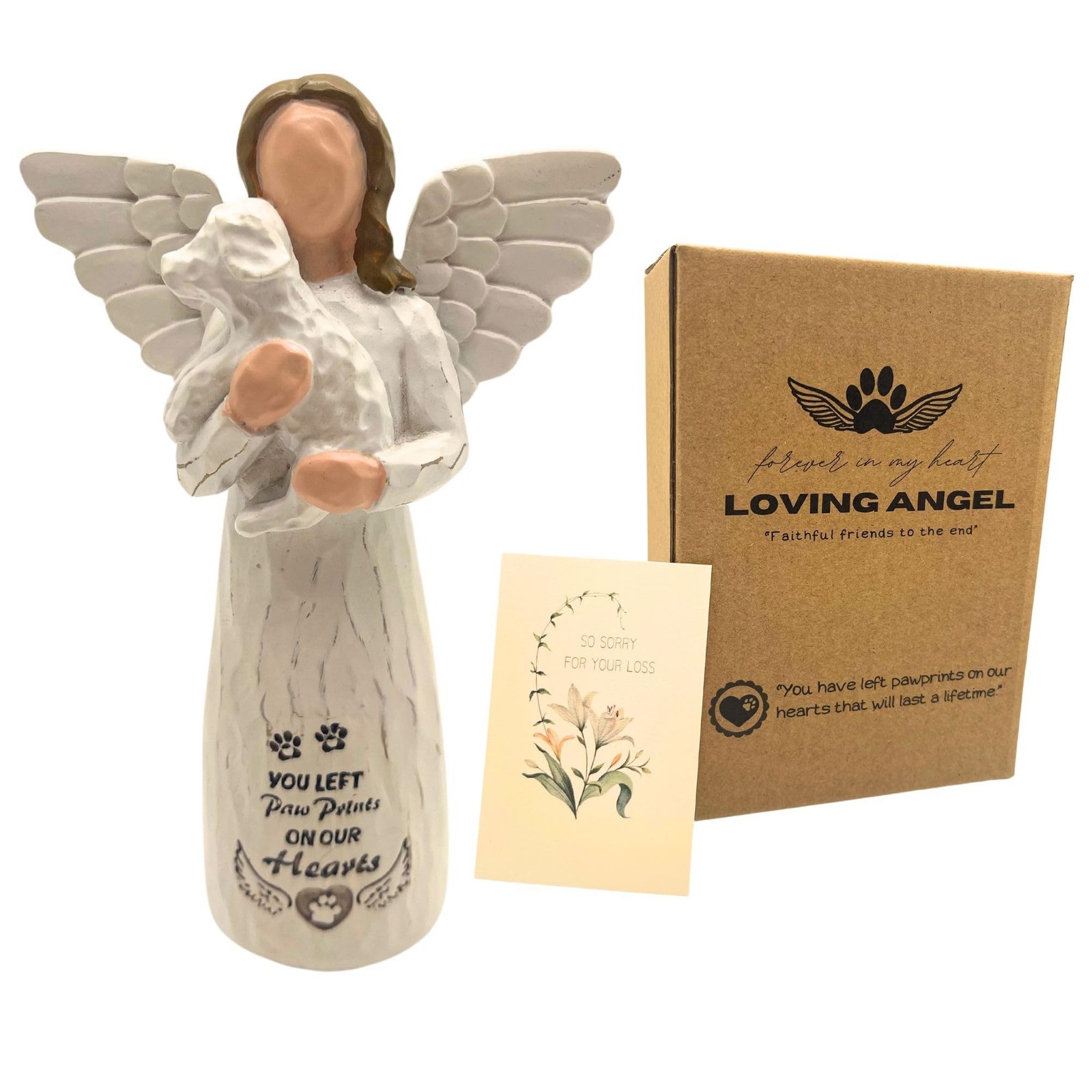 Dog Memorial Angel Figurine – Loss of Dog Sympathy Gift, White