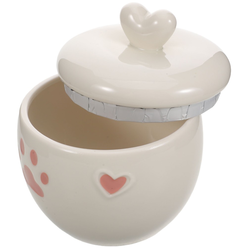 Cat Urns for Ashes – 600ML/20oz Ceramic Urn for Cats and Dogs with Pink Heart &