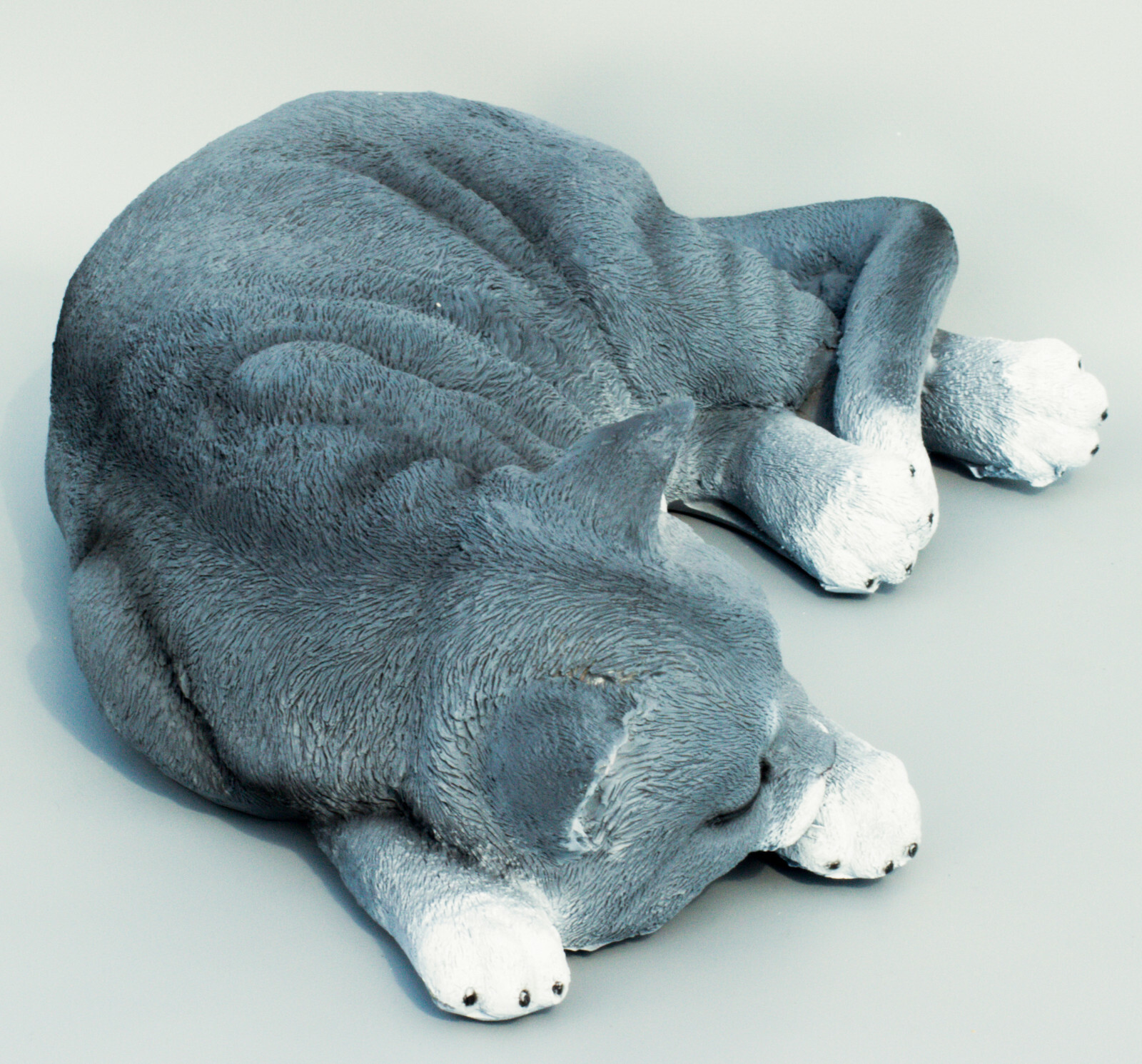 Sleeping Cat Sculpture Large Pet Memorial Grave Statue Gray Garden Decor Animals
