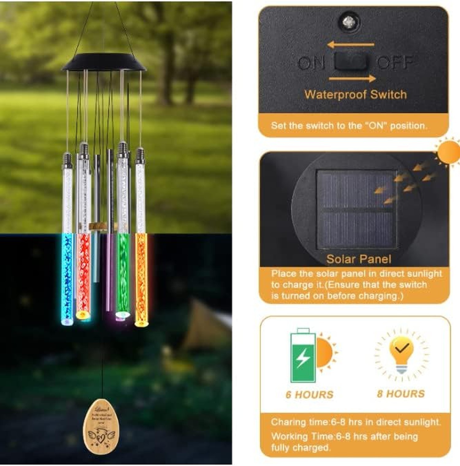 Solar Pet Memorial Wind Chime, Dog Memorial Gifts for Loss of Dog, Rainbow Br…