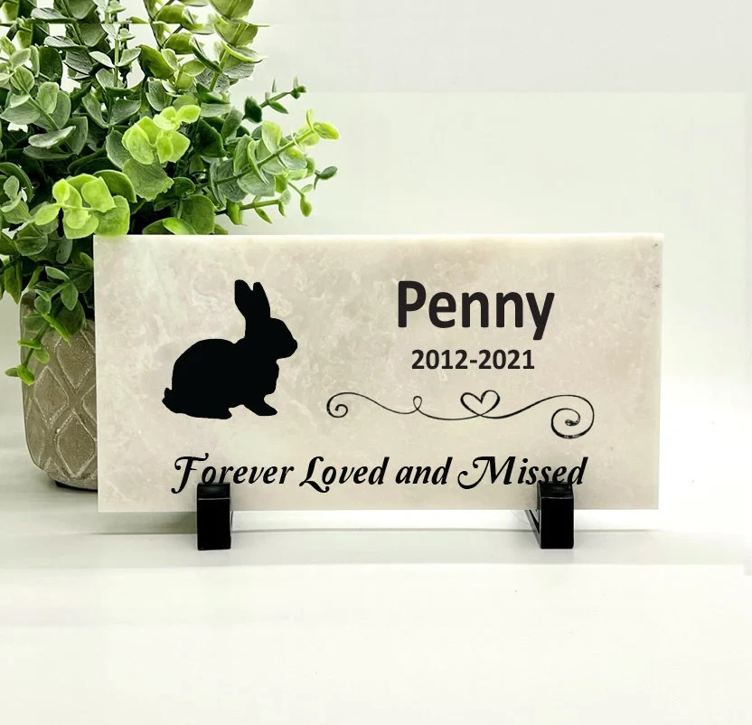 Rabbit Memorial – Personalized Pet Memorial Stone- Bunny Loss sympathy Gift