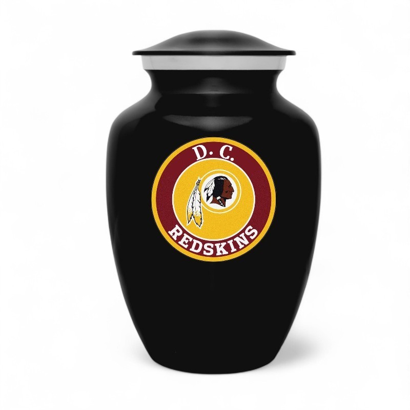D.C. Redskins Football Style Cremation Urn Adult Ashes Black Metal 8 In Urns