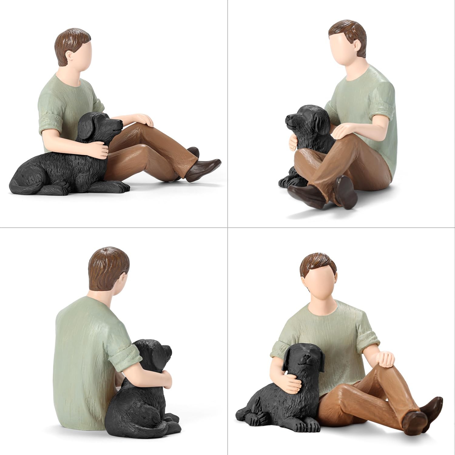 Man Black Dog Figurine Boy Friendship Remembrance Gifts Cherished Tribute Pet