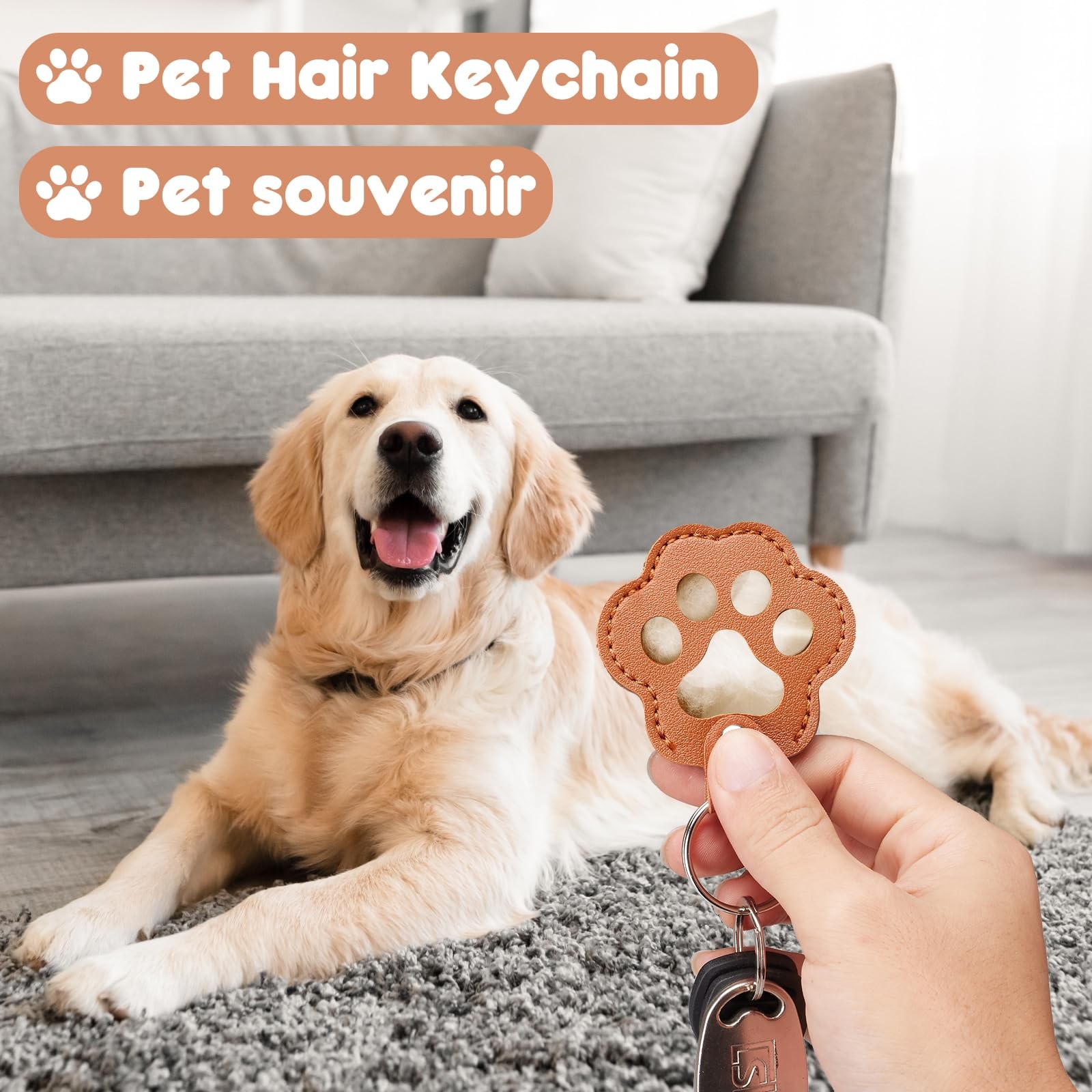 5PCS Pet Hair Storage Keychain, Pet Dog Cat Hair Collector Paw Shaped fur kee…