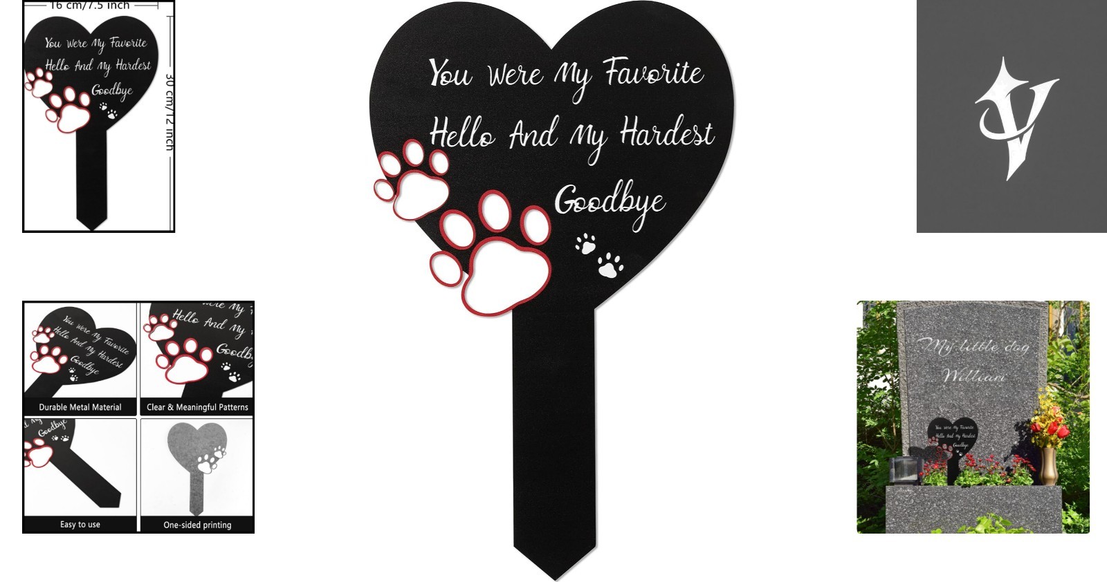 Durable Pet Cemetery Grave Marker with Heart – Heartfelt 11.8” x 6.3” Sign