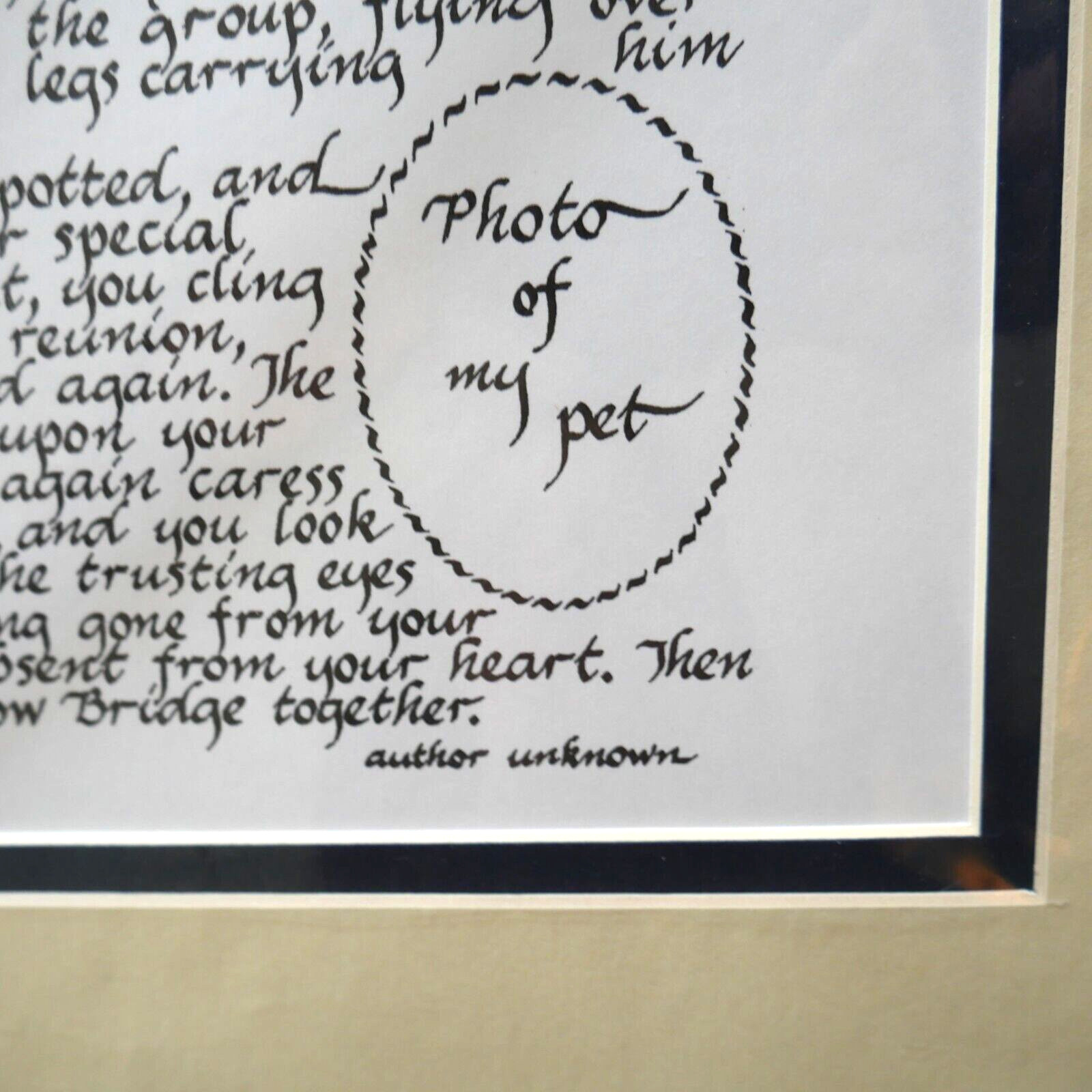 “The Rainbow Bridge” Pet Memorial Poem For Loss of a Beloved Pet 11×14 mat VTG