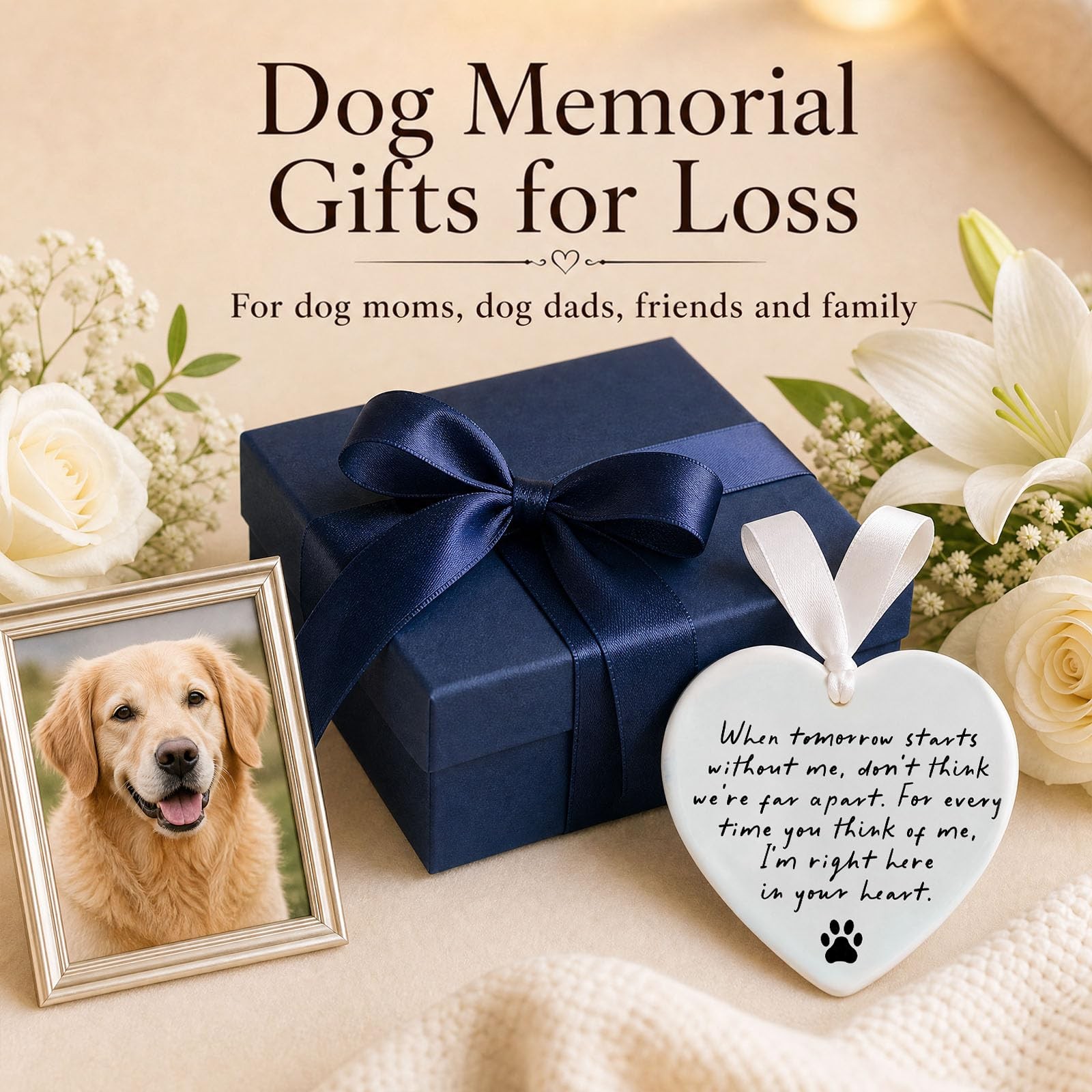 OFlyDesigns Pet Memorial Ceramic Heart Keepsake,When Tomorrow Without Me