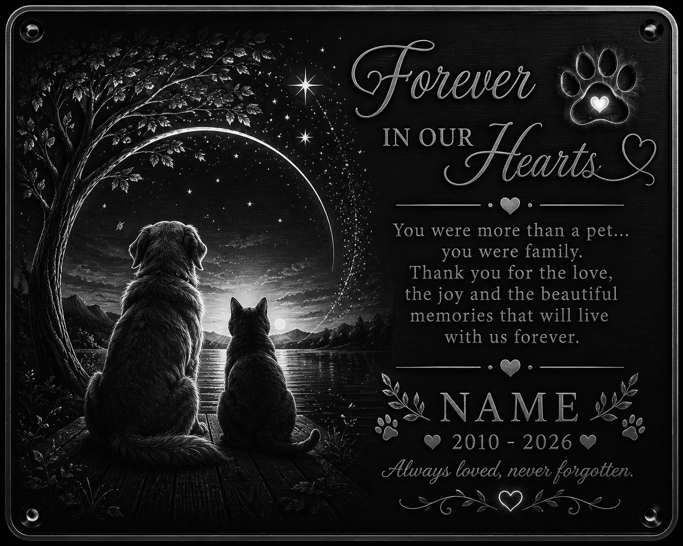 Personalised Pet Memorial Plaque Custom Photo Engraved Aluminium Dog Cat Horse