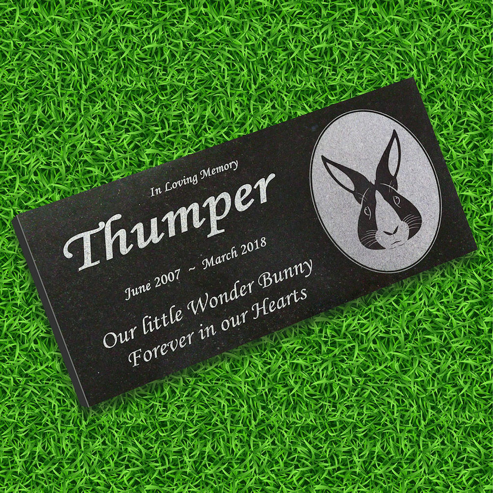 Personalized Pet Rabbit Memorial – Granite Pet Memorial – 6×12 – Thumper