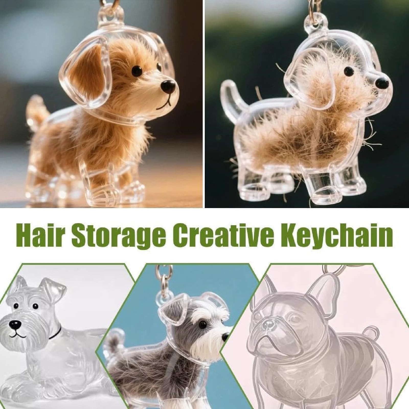 Dog Hair Collector Keychain Charm Memorial Storage ,Pet Hairs Keychain,Pet Fu…