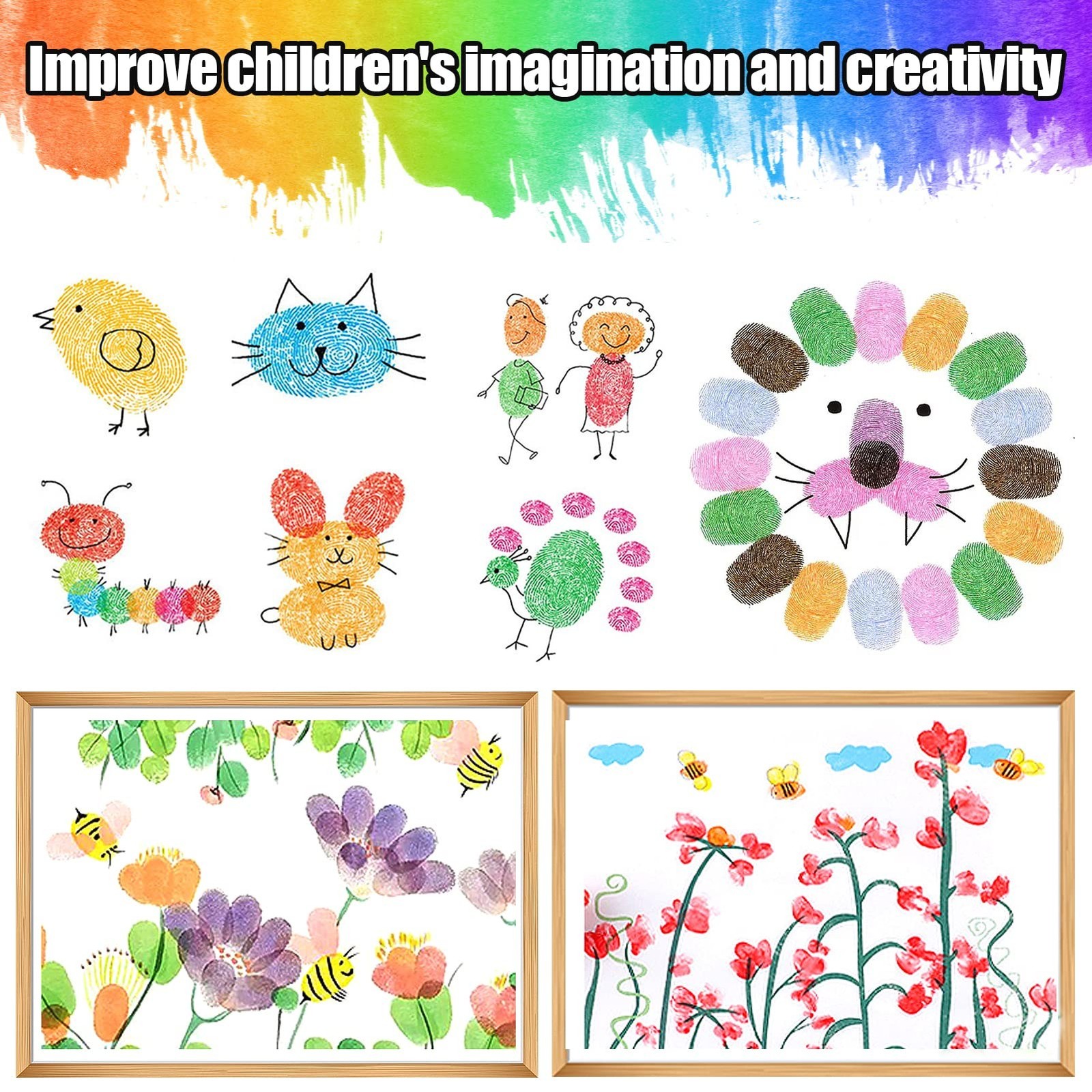 7″ Large Ink Pads for Kids – Handprint Footprint Size Rainbow Stamps Pad, Saf…