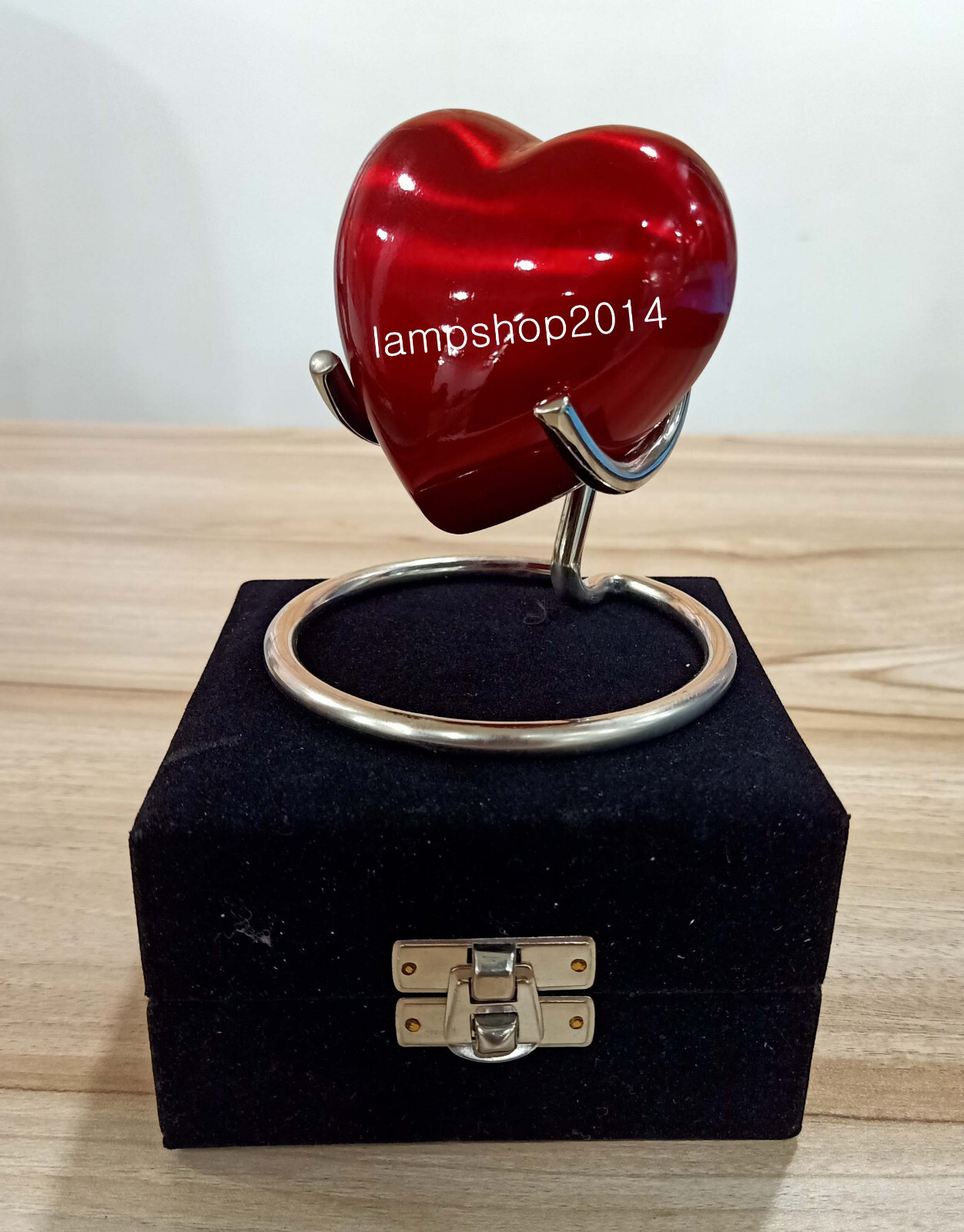 Cremation Urn for Ashes Keepsake Red Heart Urn with Box and Stand Adult Red Urn
