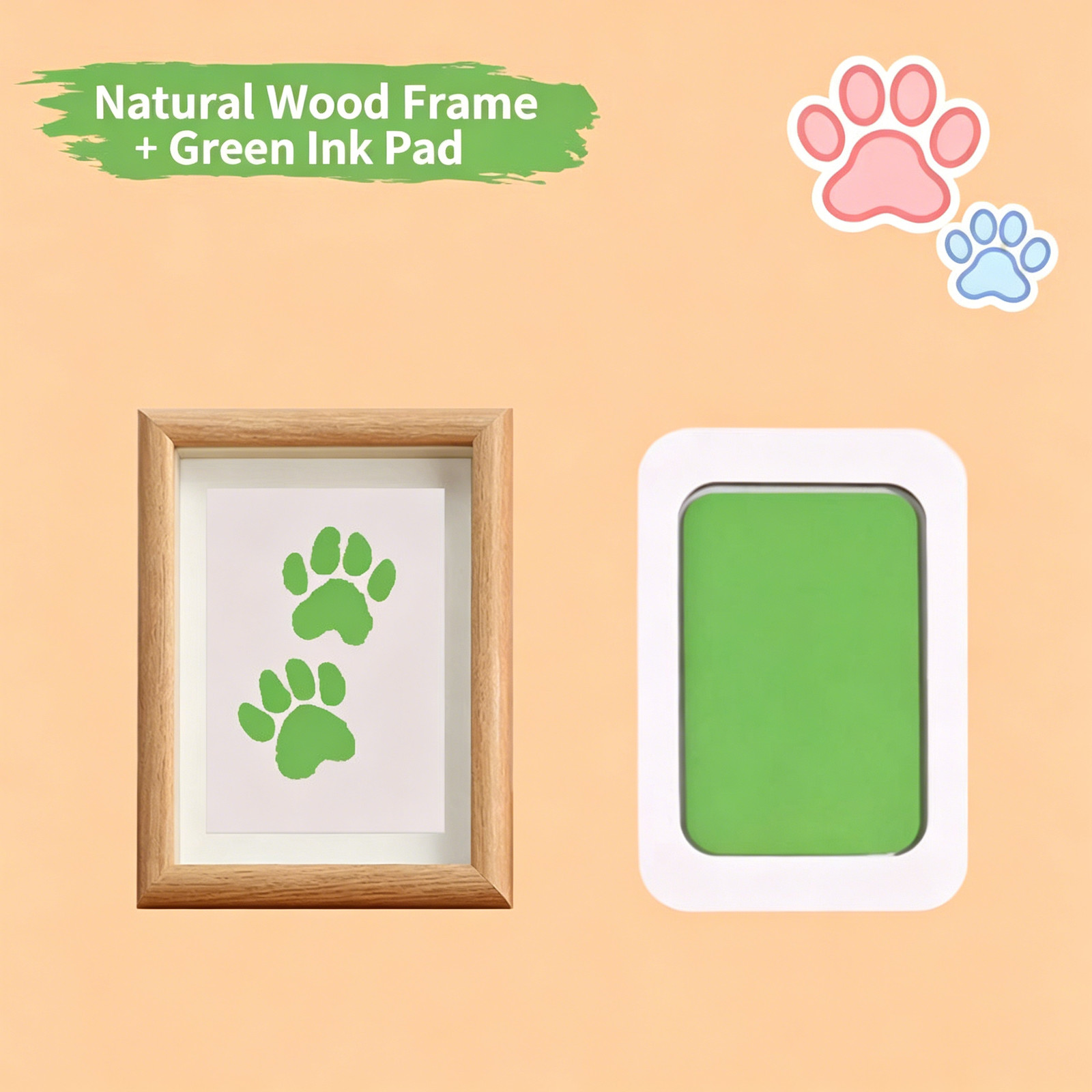 Pet Paw Print Memorial No-Wash Ink Pad Photo Frame Desktop Ornament Dog Cat Paw