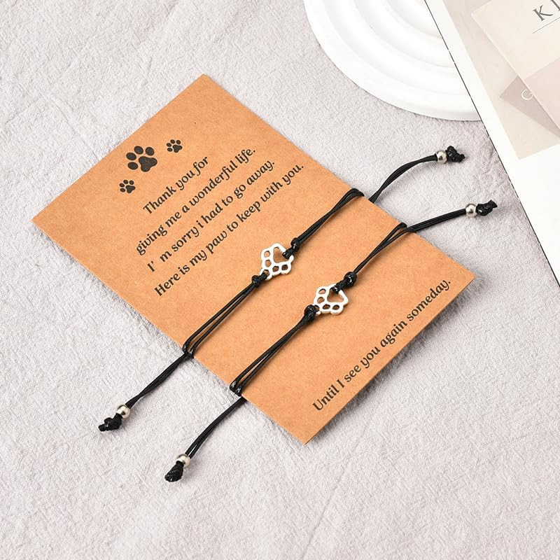 Memorial Gifts Bracelet for Pet Loss of Dog Sympathy Gift Paw Print Friendship B
