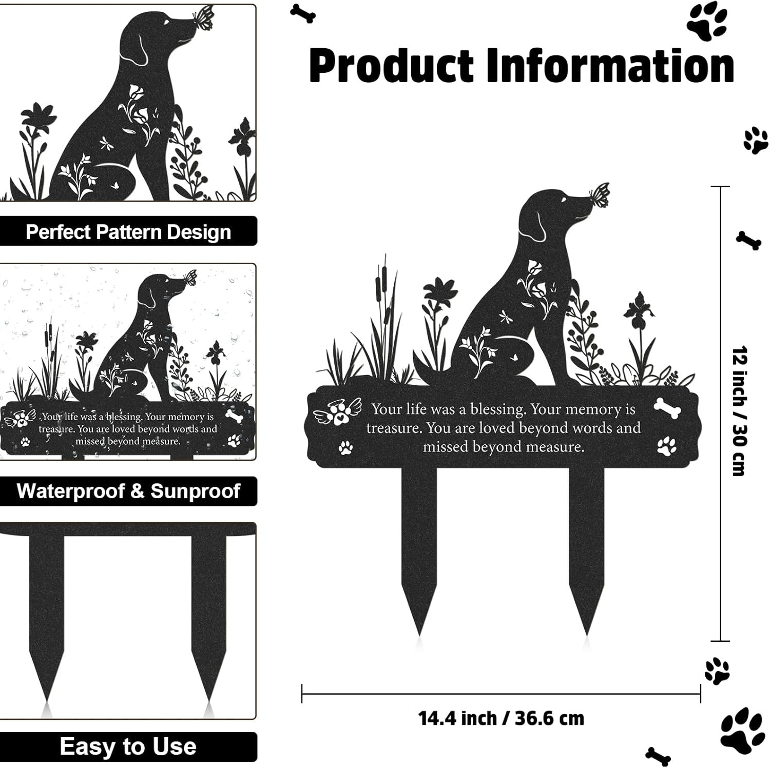 Rngmsi Grave Markers for Cemetery for Dog, Metal Grave Markers Yard Memorial Pet