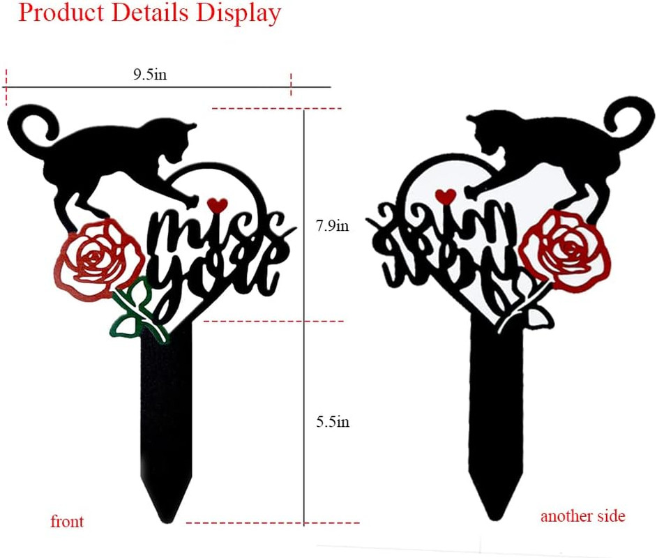 Memorial Grave Markers Metal Pet Memorial Stake Cat Memorial Sign,Miss You Sign