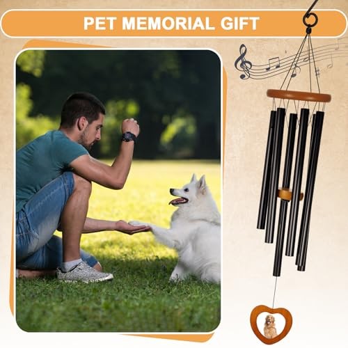Pet Memorial Wind Chimes Outdoor for Loss of Dog with Photo Frame Personalized