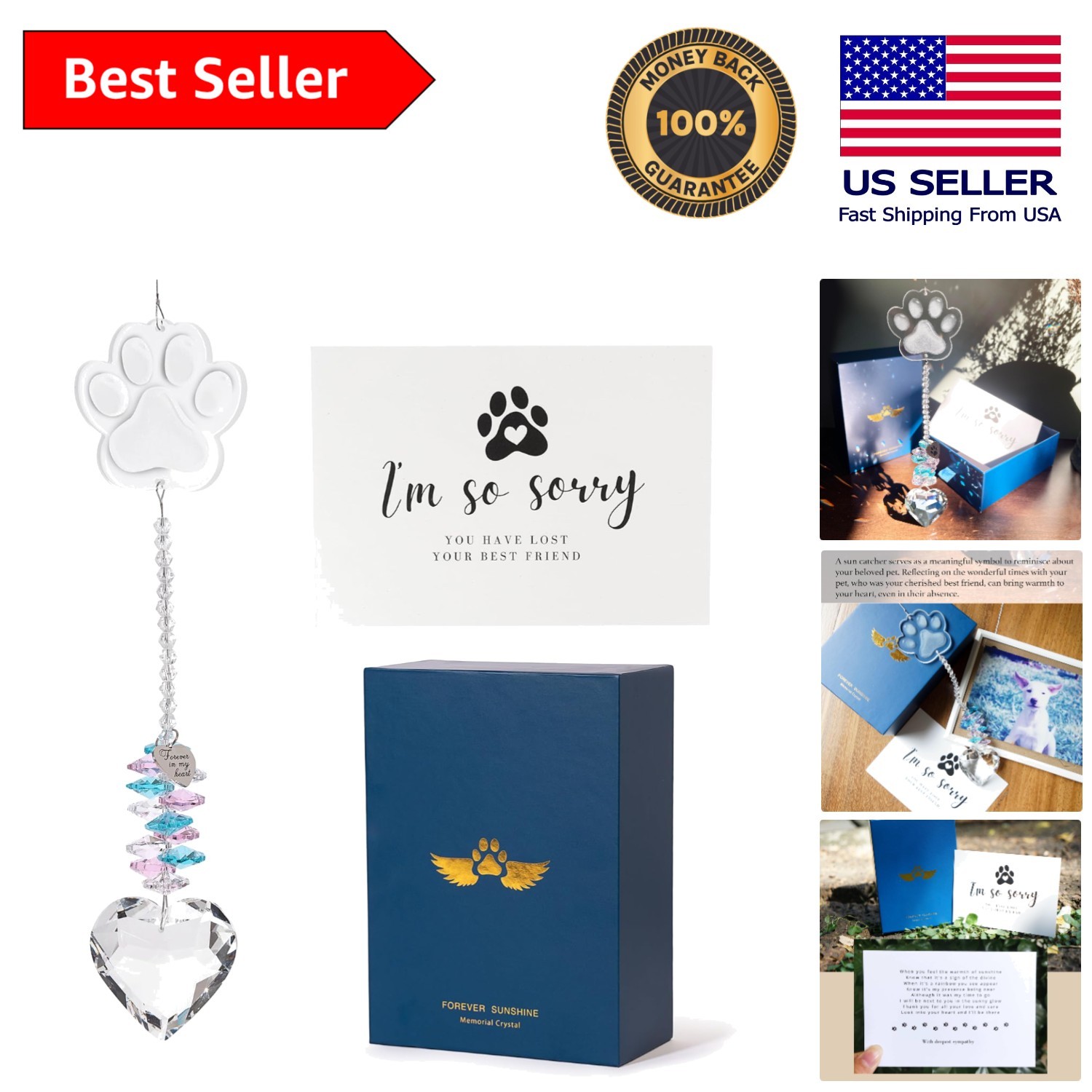 Customizable Crystal Pet Memorial Suncatcher – Cherish Pet Memories Beautifully