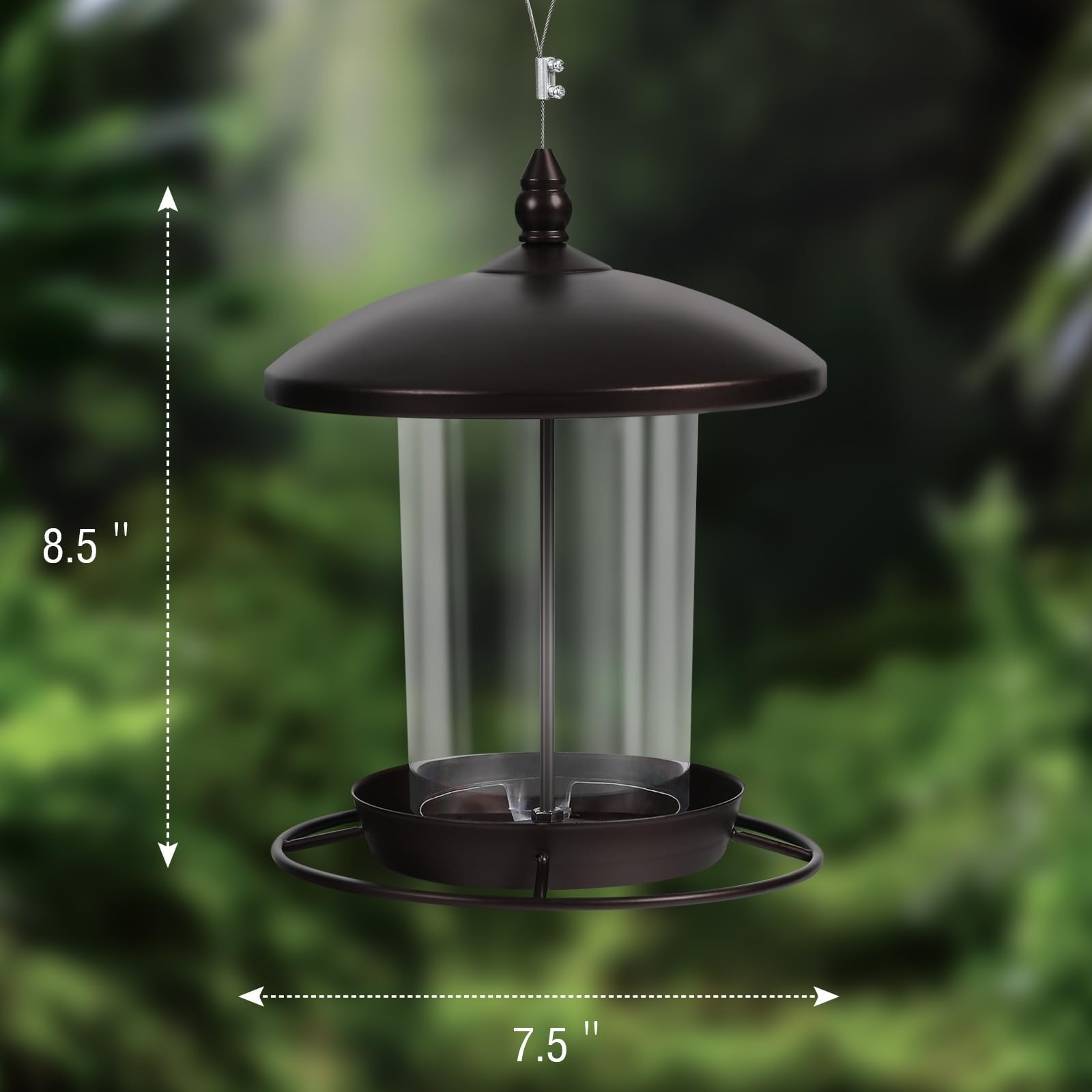 Metal Roof Bird Feeder – Chew Proof for Outdoor 2.8lb:Bronze
