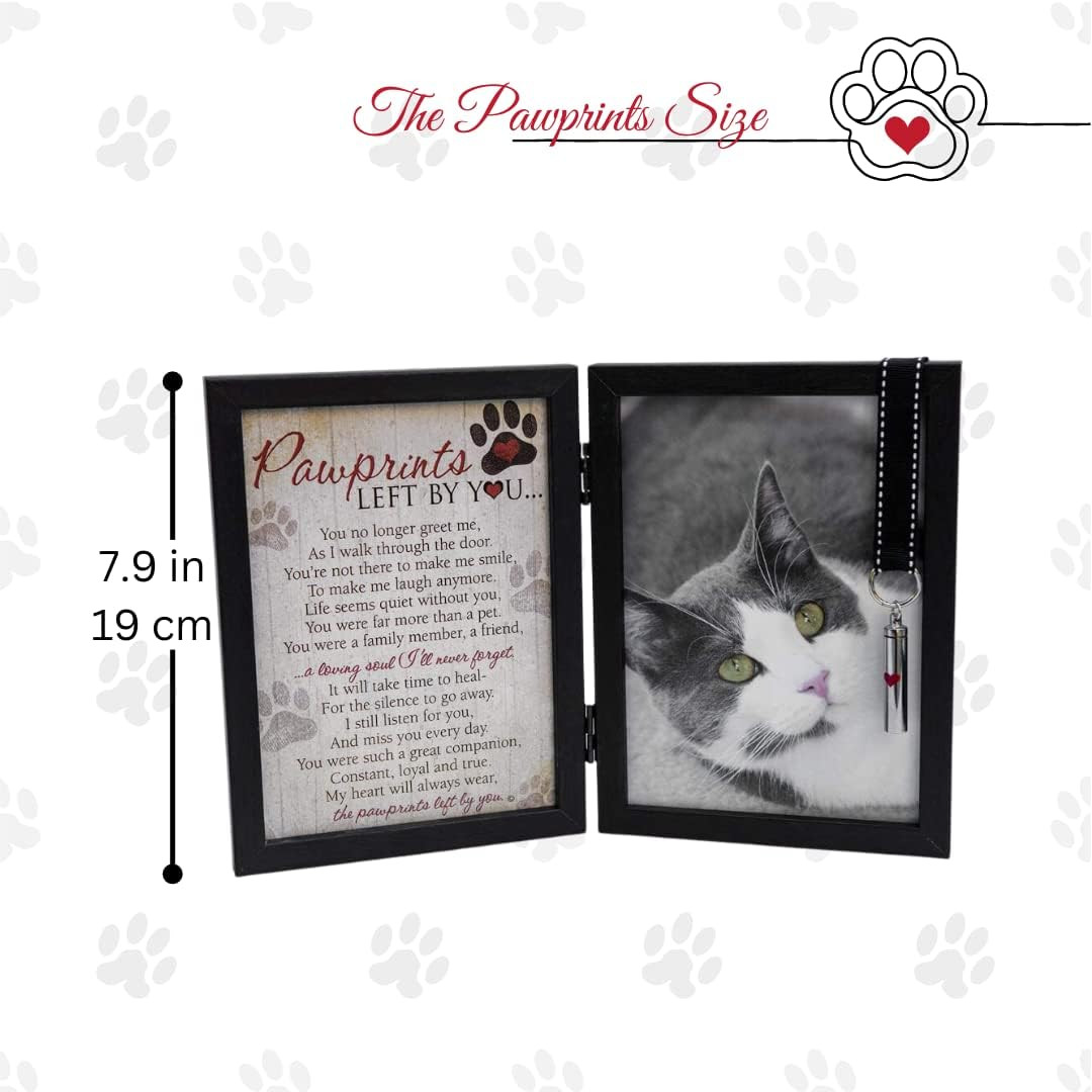 Pawprints Pet Memorial 5″ X 7″ Frame for Cats with Pawprints Left by You Poem (F