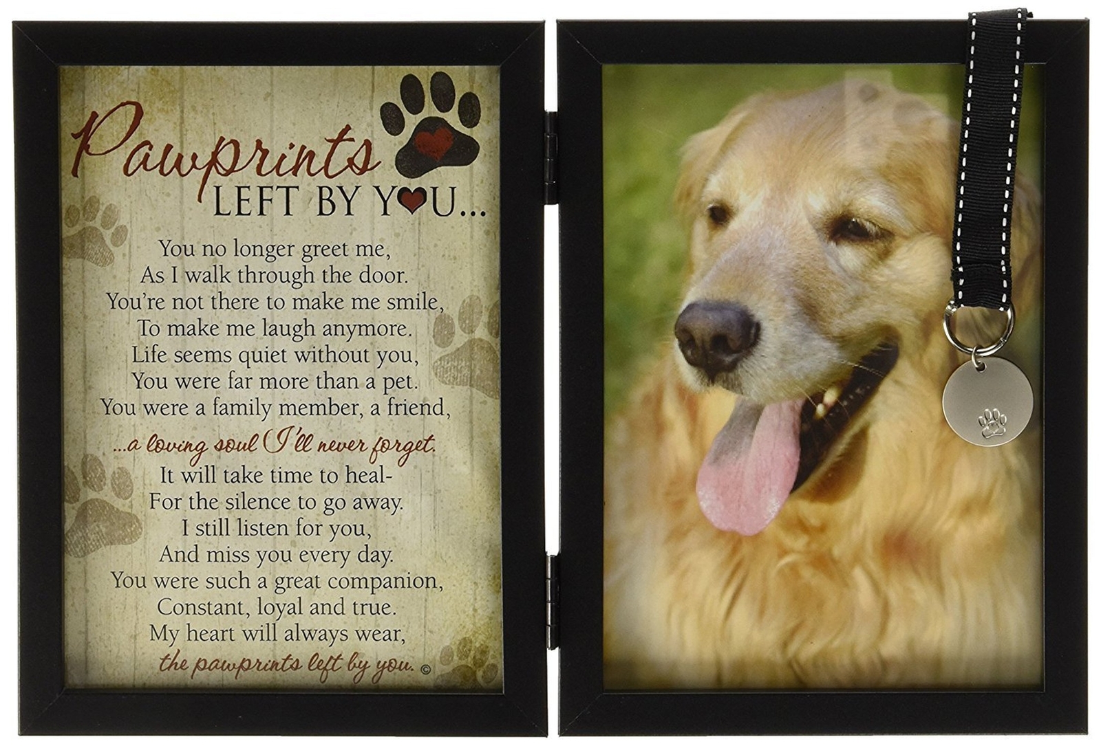 Pawprints Pet Memorial Frame with Pawprints Left by You Poem- Touching Dog Sy…