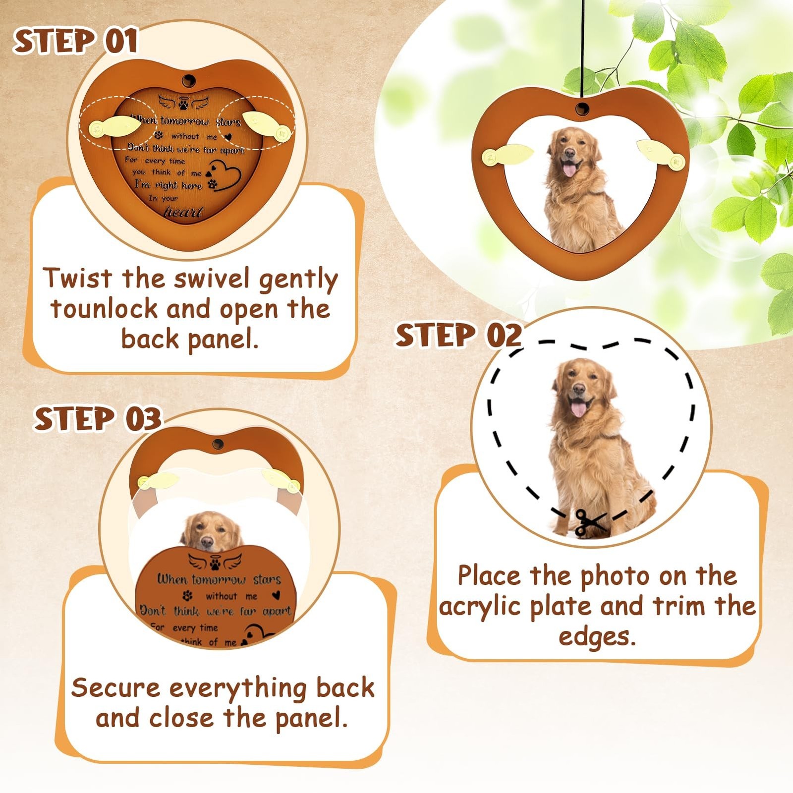 Dog Memorial Wind Chimes with Photo Frame Personalized Pet Sympathy Gift for …