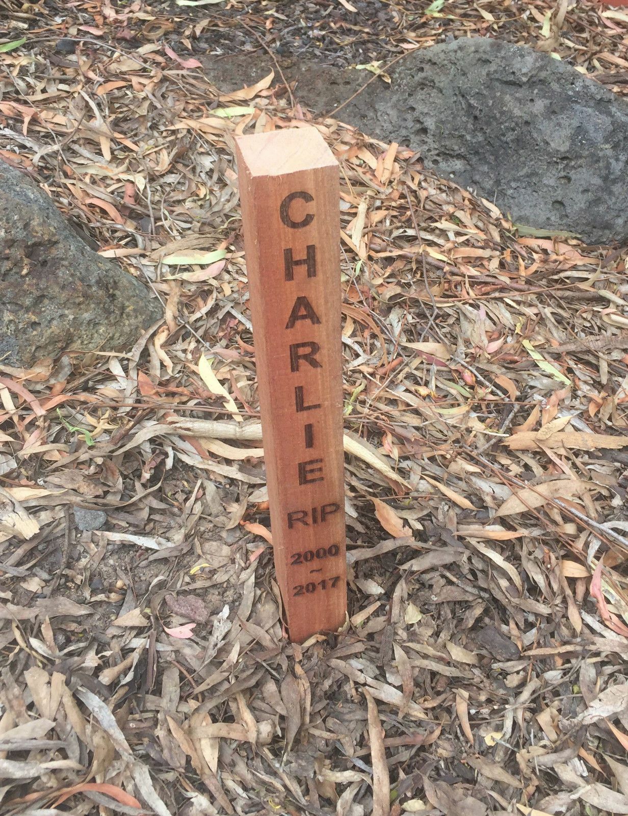 Pet Memorial Garden Stake Hardwood outdoor memorial personalised engraved