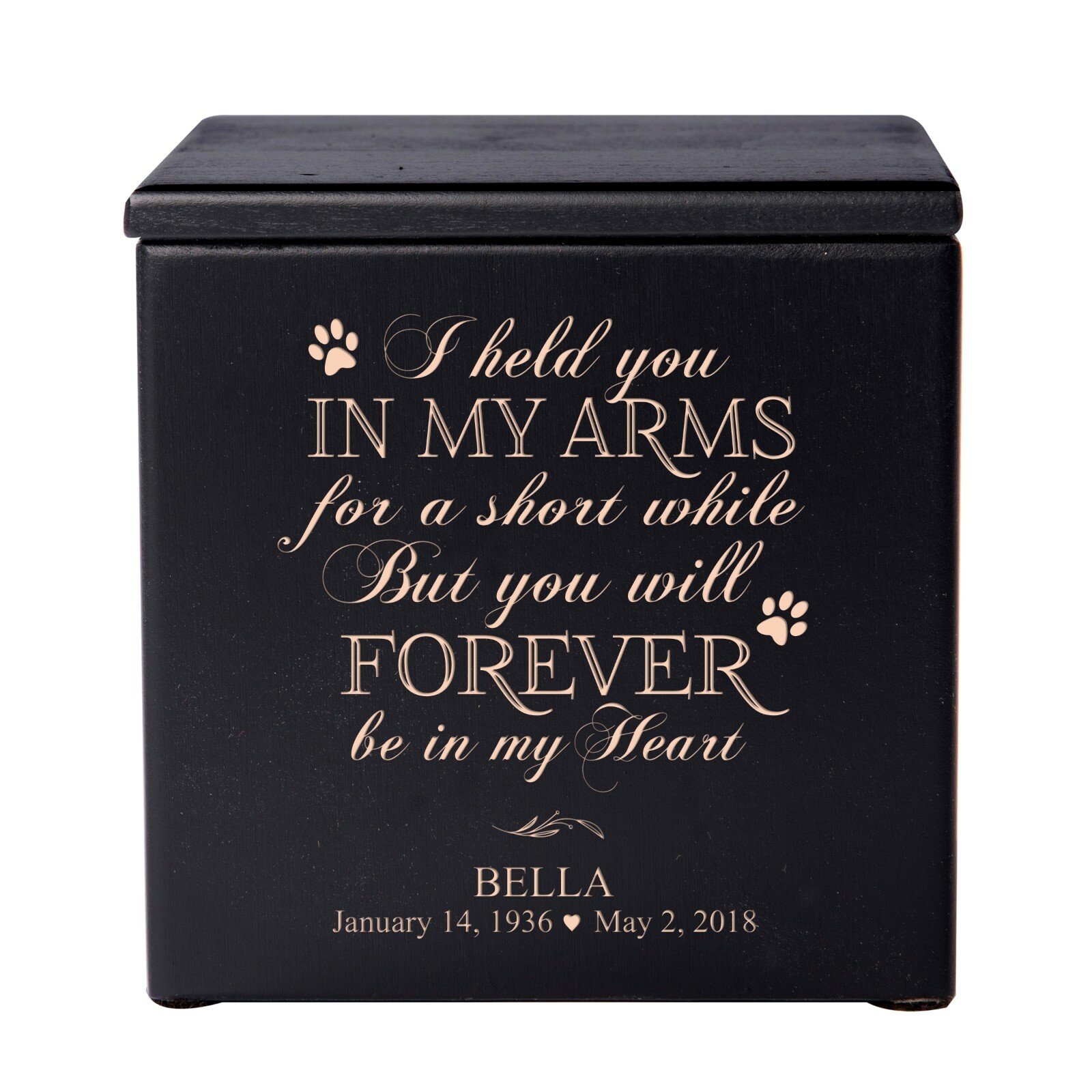 Custom Memorial Keepsake Urn Box for Pet Ashes 4.5×4.5 – Forever In My Heart