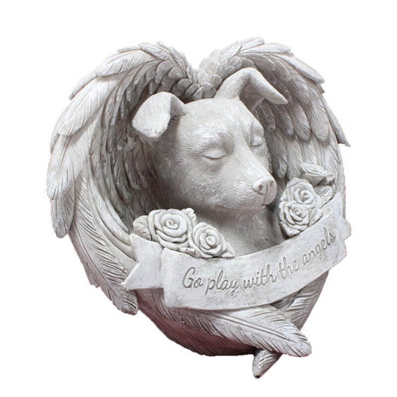 Pet Dog for Cat Monument Angel Wing Memorial Tombstone Resin Statue Ornam