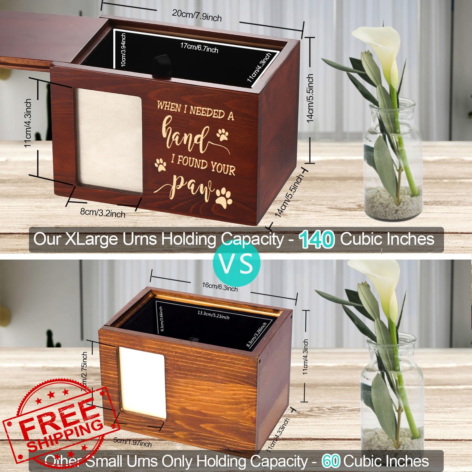 DGDCDV Pet Urn Large Wooden Hands Photo Frame