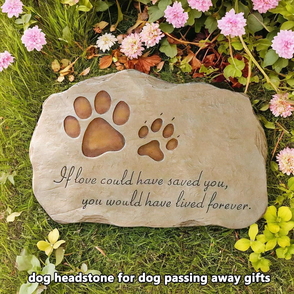 Pet Memorial Stone Garden Marker Hand-Painted Dog Cat Grave Plaque 11″ Outdoor