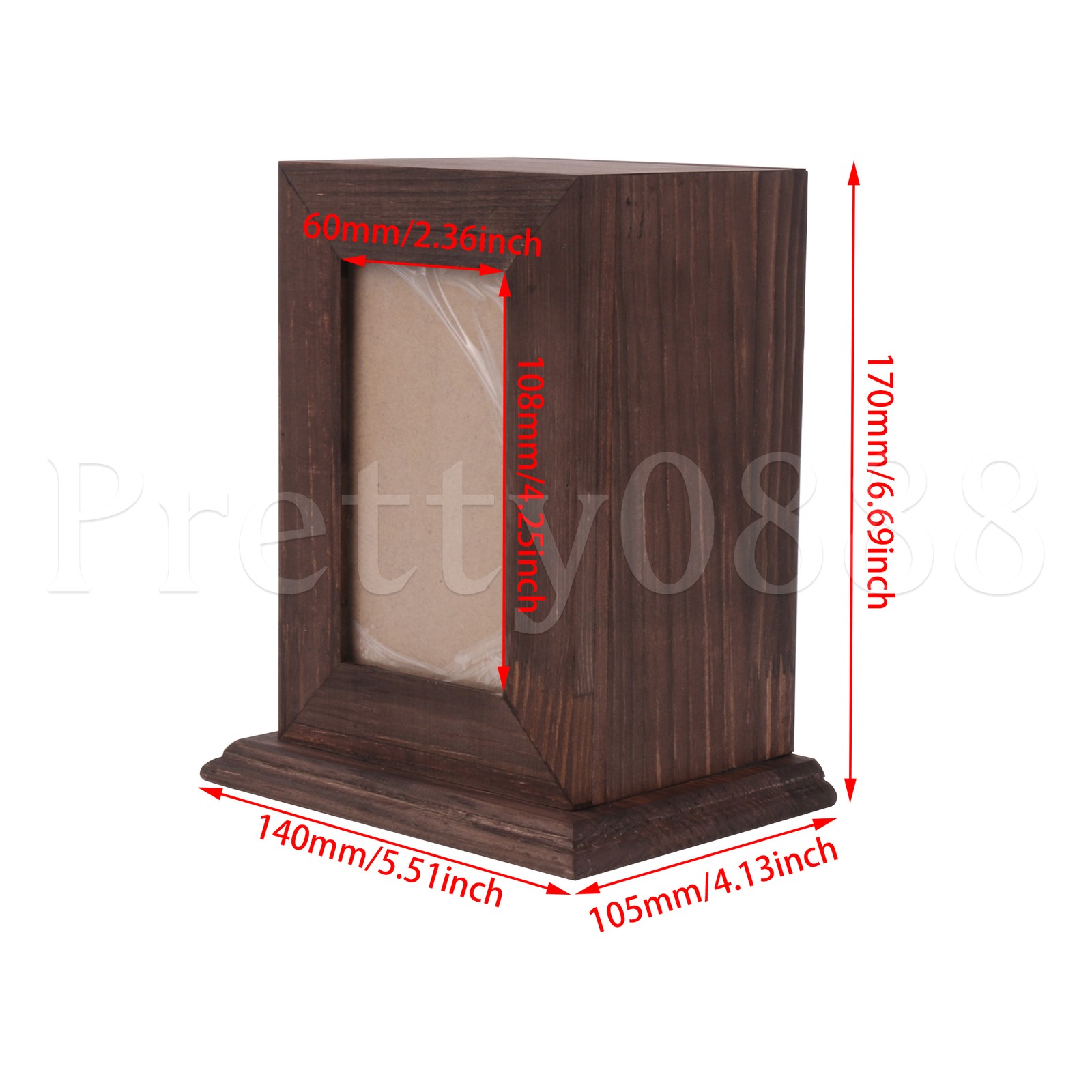 Black-brown Wood Pet Urn Wooden Decorative Urn for Dog Cat Length 140mm