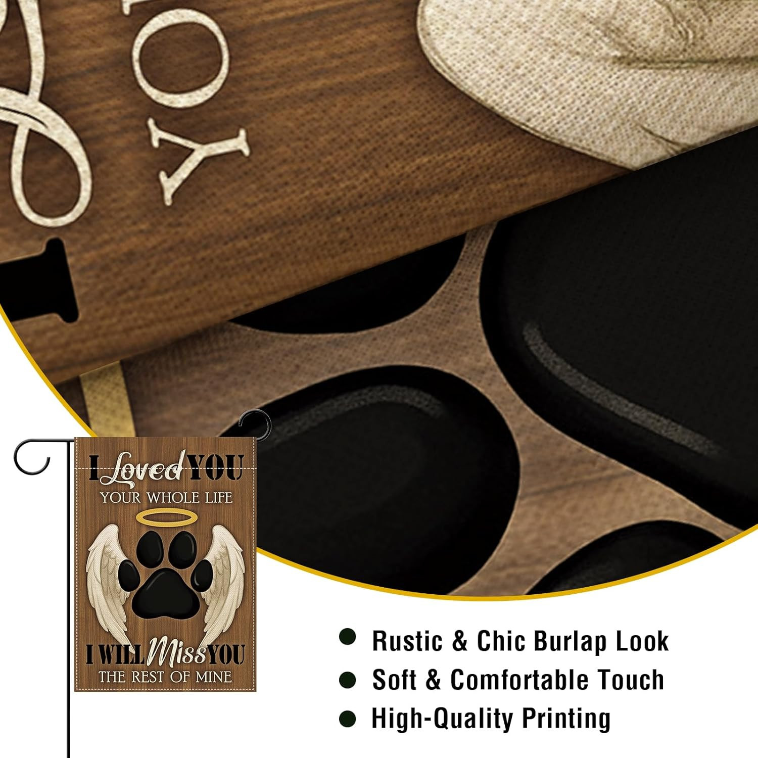 Pet Memorial Small Decorative Garden Flag, Dog Cat Paw Prints Miss Paw Print-2