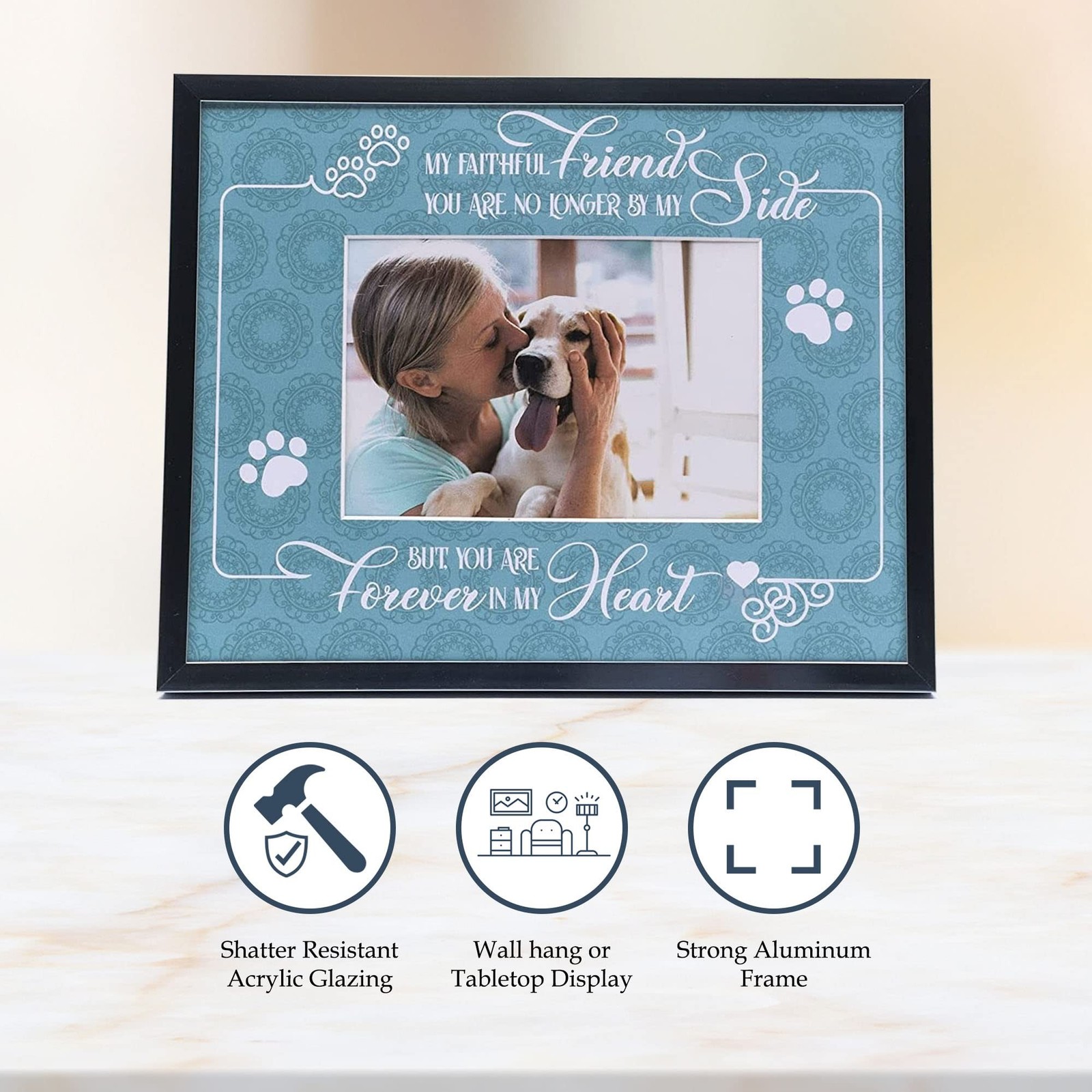 Majestic Zen Dog Memorial Picture Frame, Alum-Memorial Frame-M-24, Holds 4×6 …
