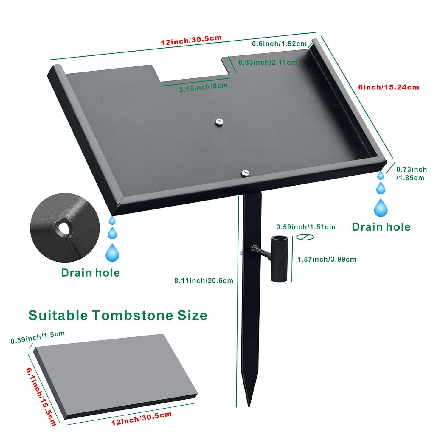 Grave Marker Stand,Heavy Duty Gravestone Holder,Memorial Plaque Support for Pet,