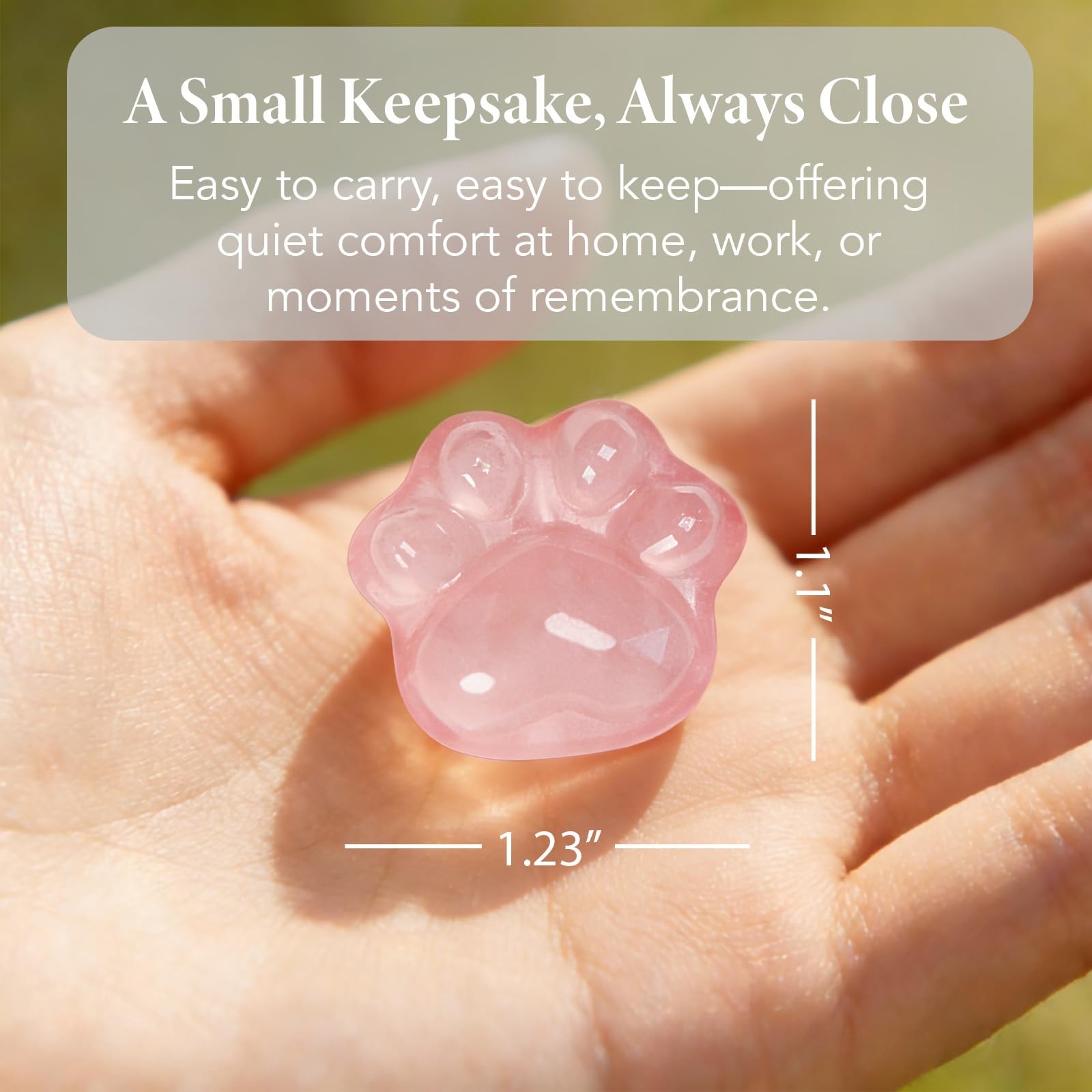 LIMGUVK Pet Loss Sympathy Gift, Rose Quartz Paw Heart Crystal with Pink