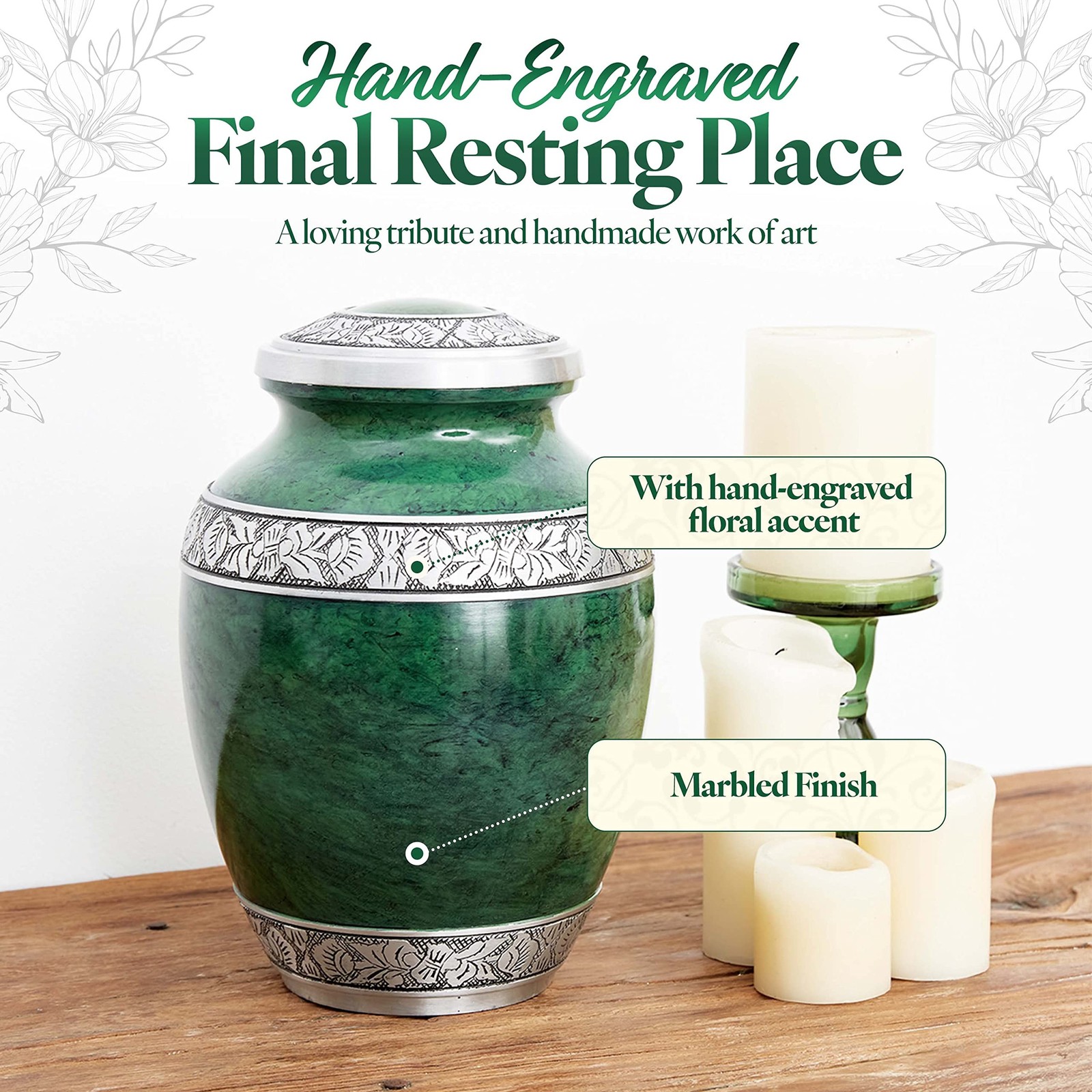 GSM Brands Cremation Urn Holds Adult Human Ashes – Large Handcrafted Funeral …