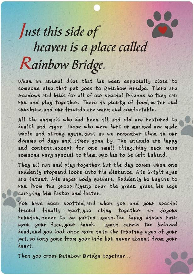 Pet Sympathy Memorial Card – Rainbow Bridge Poem Card for Loss Dog Keepsake Gift