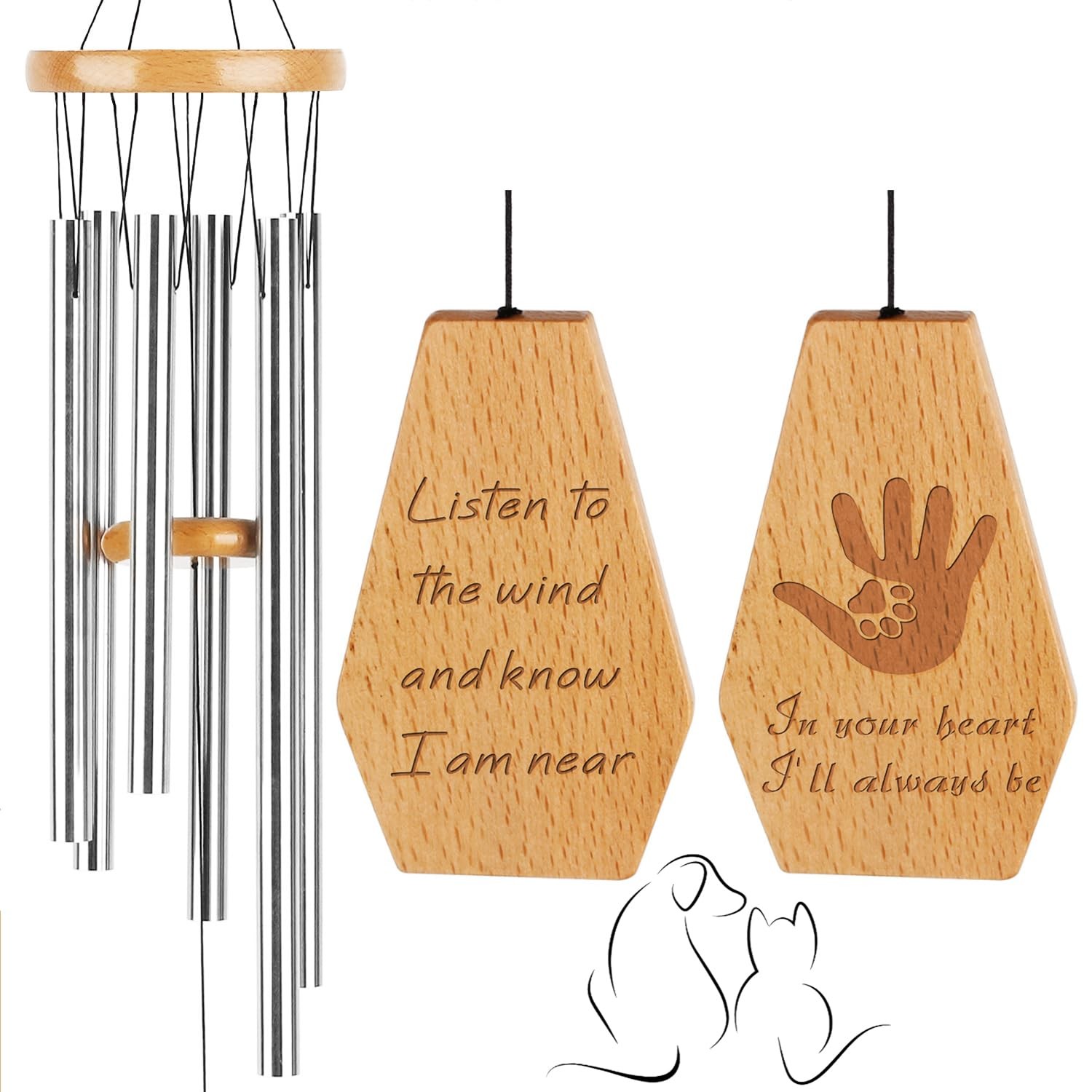 Dog Memorial Gifts Wind Chime, Cat Gift for Loss of Pet, Pet
