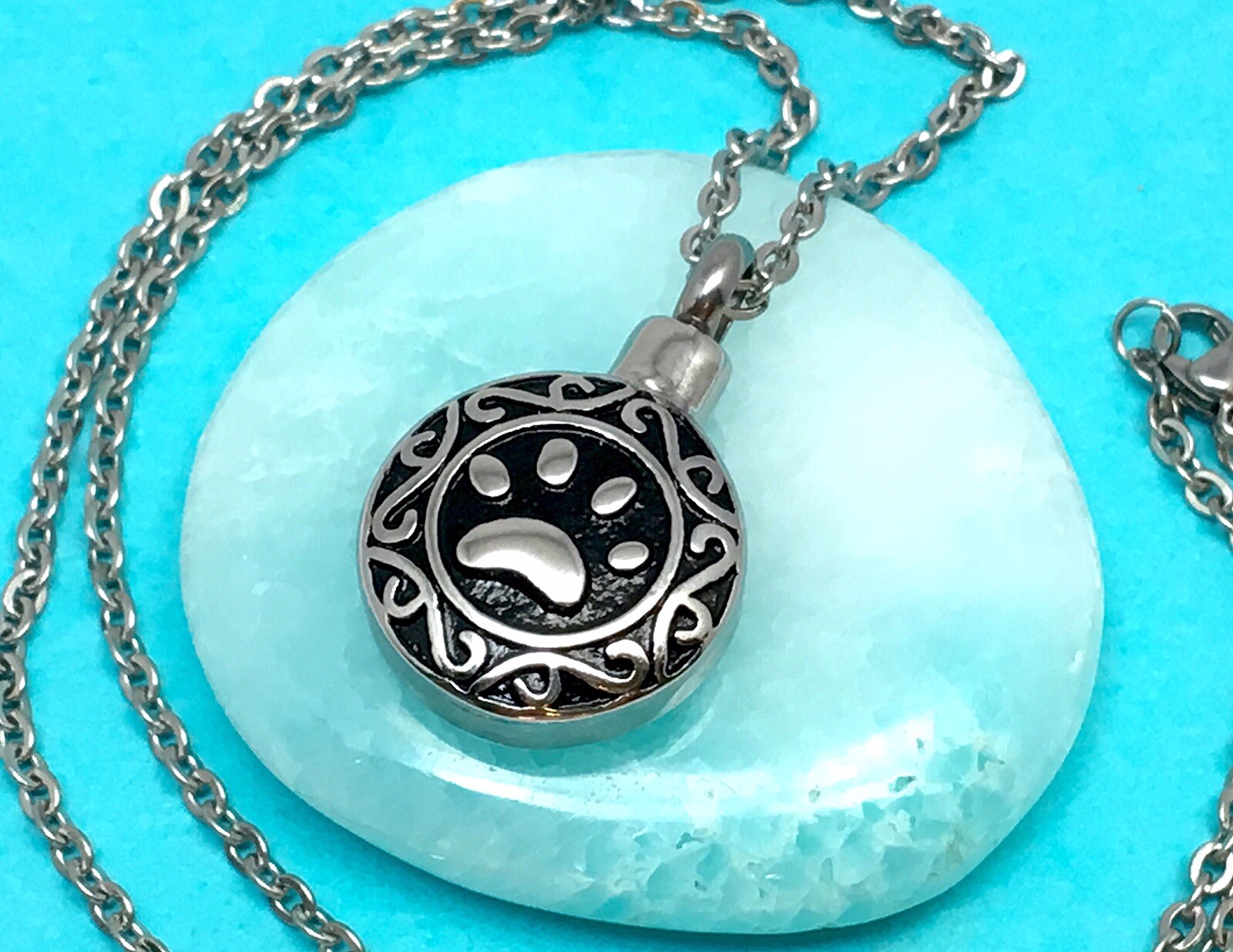 Celtic Paw Print Pet Cremation Jewelry Ashes Urn Necklace Ash Pendant Dog Cat